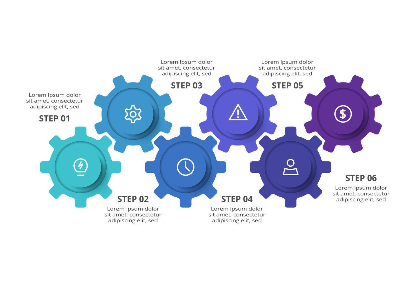 Creative concept for infographic with 6 steps, options, parts or processes. Business data visualization. vector