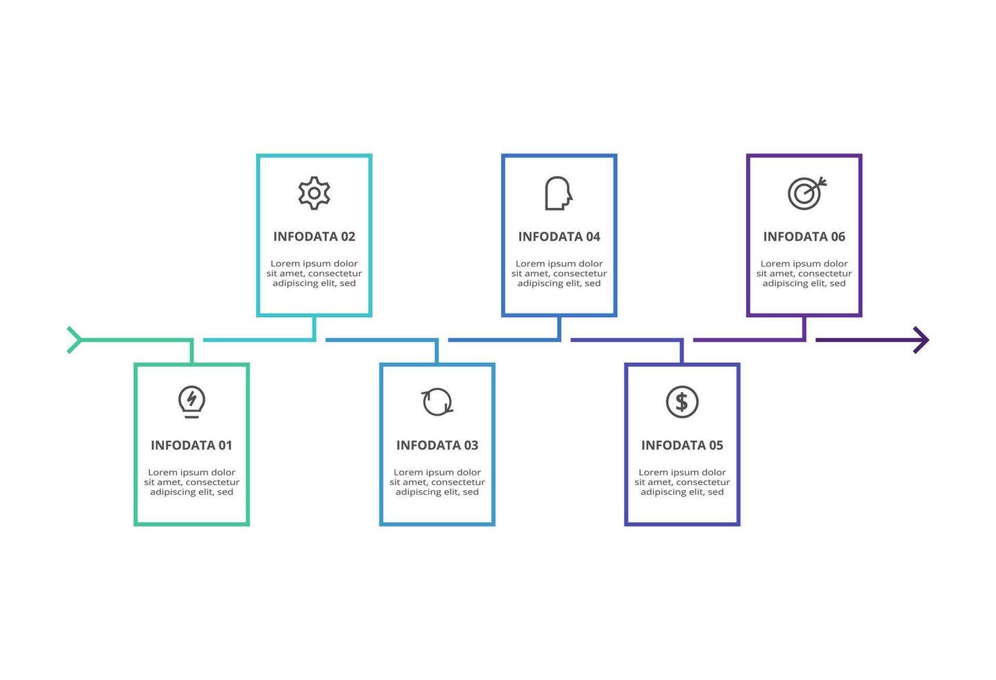 Rectangles infographic with 6 steps, options, parts or processes. Business data visualization. vector