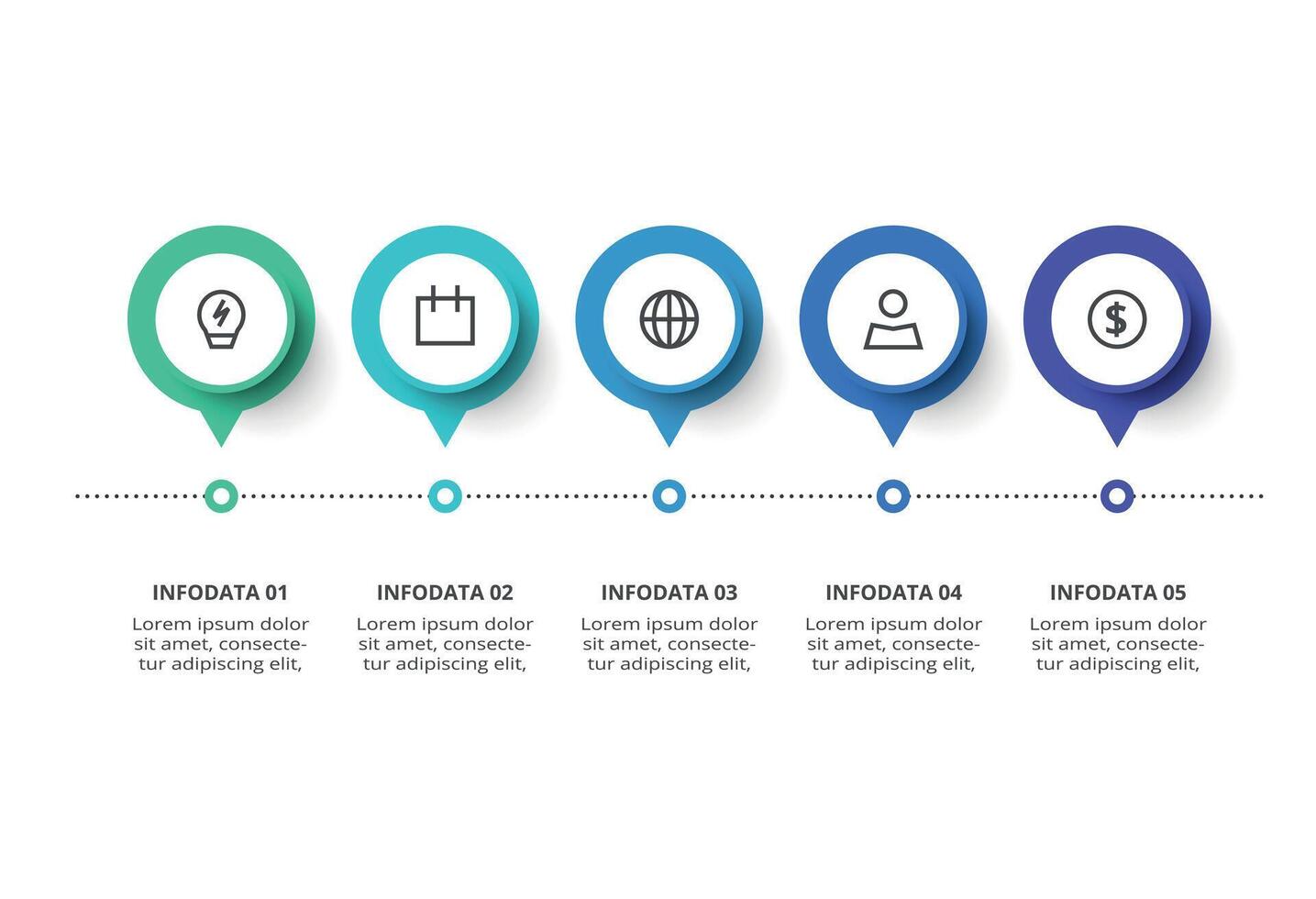 Creative concept for infographic with 5 steps, options, parts or processes. Business data visualization. vector