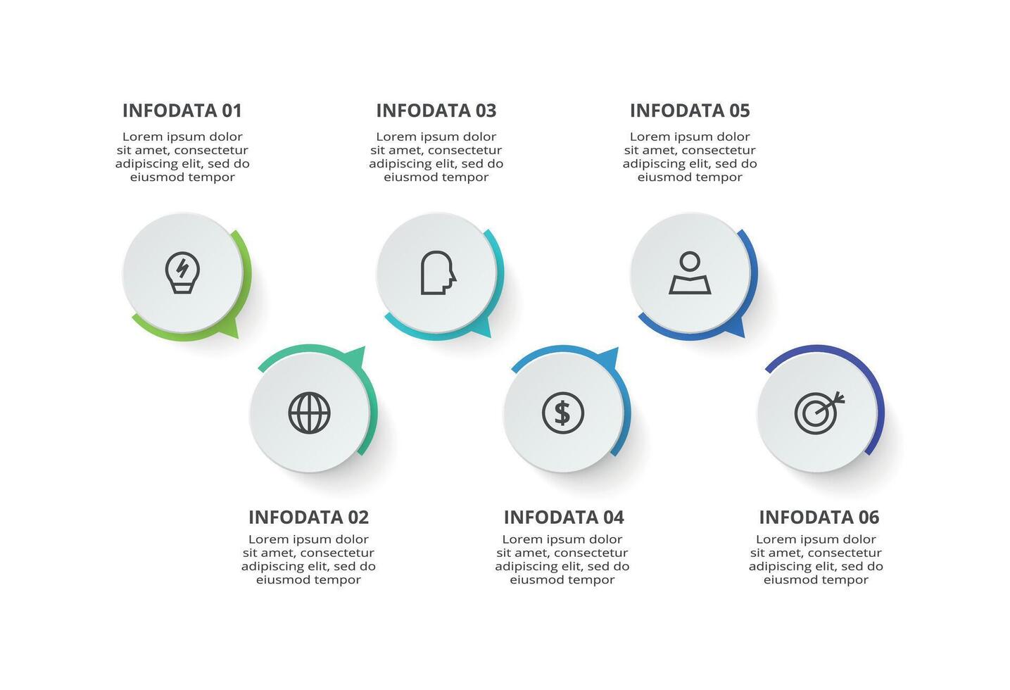 Creative concept for infographic with 6 steps, options, parts or processes. vector