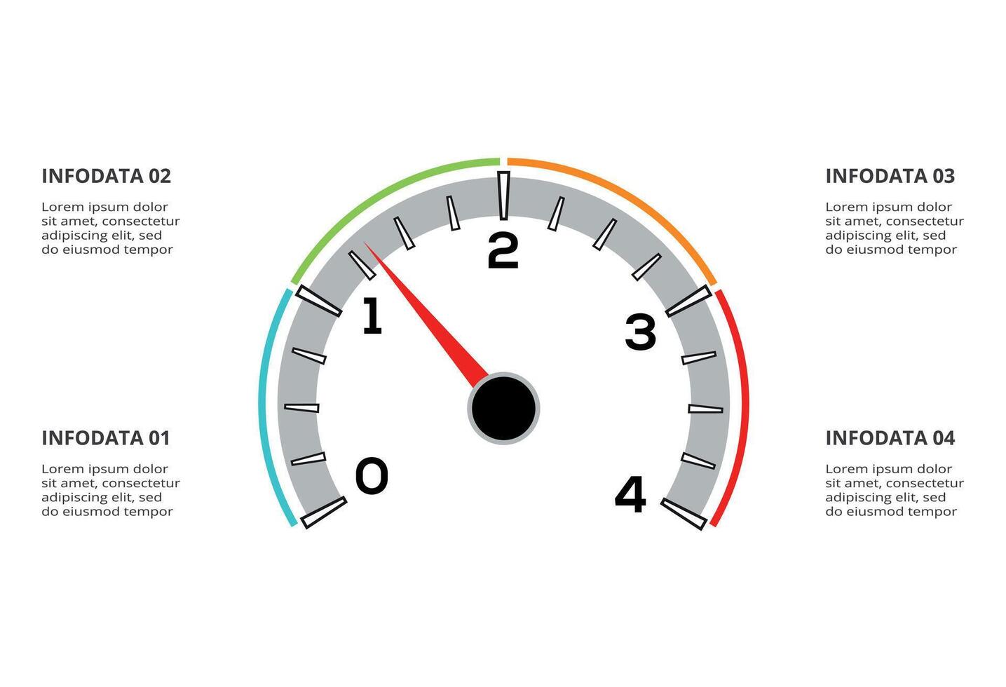 Speedometer infographic with 6 elements template for web, business, presentations, illustration. Business data visualization. vector
