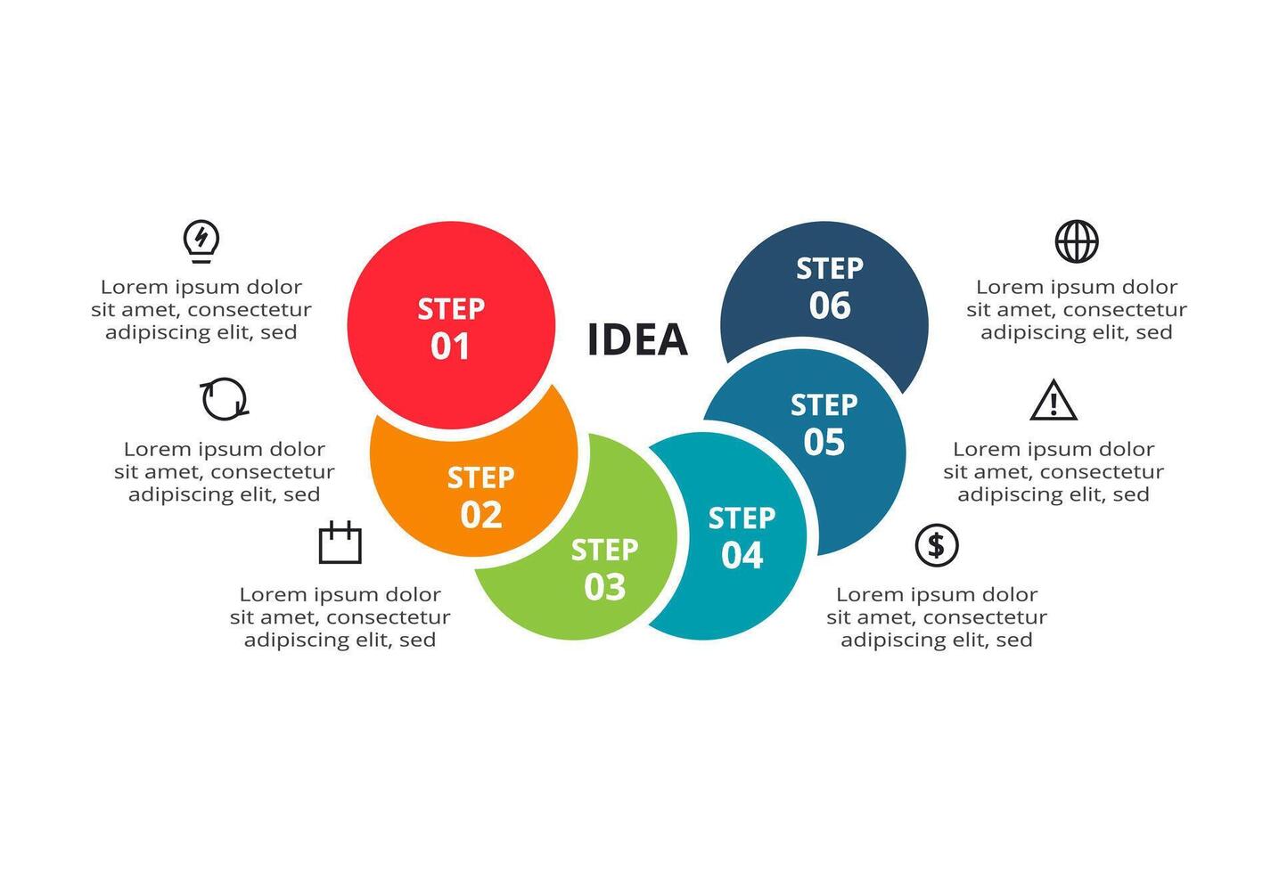 Creative concept for infographic with 6 steps, options, parts or processes. vector