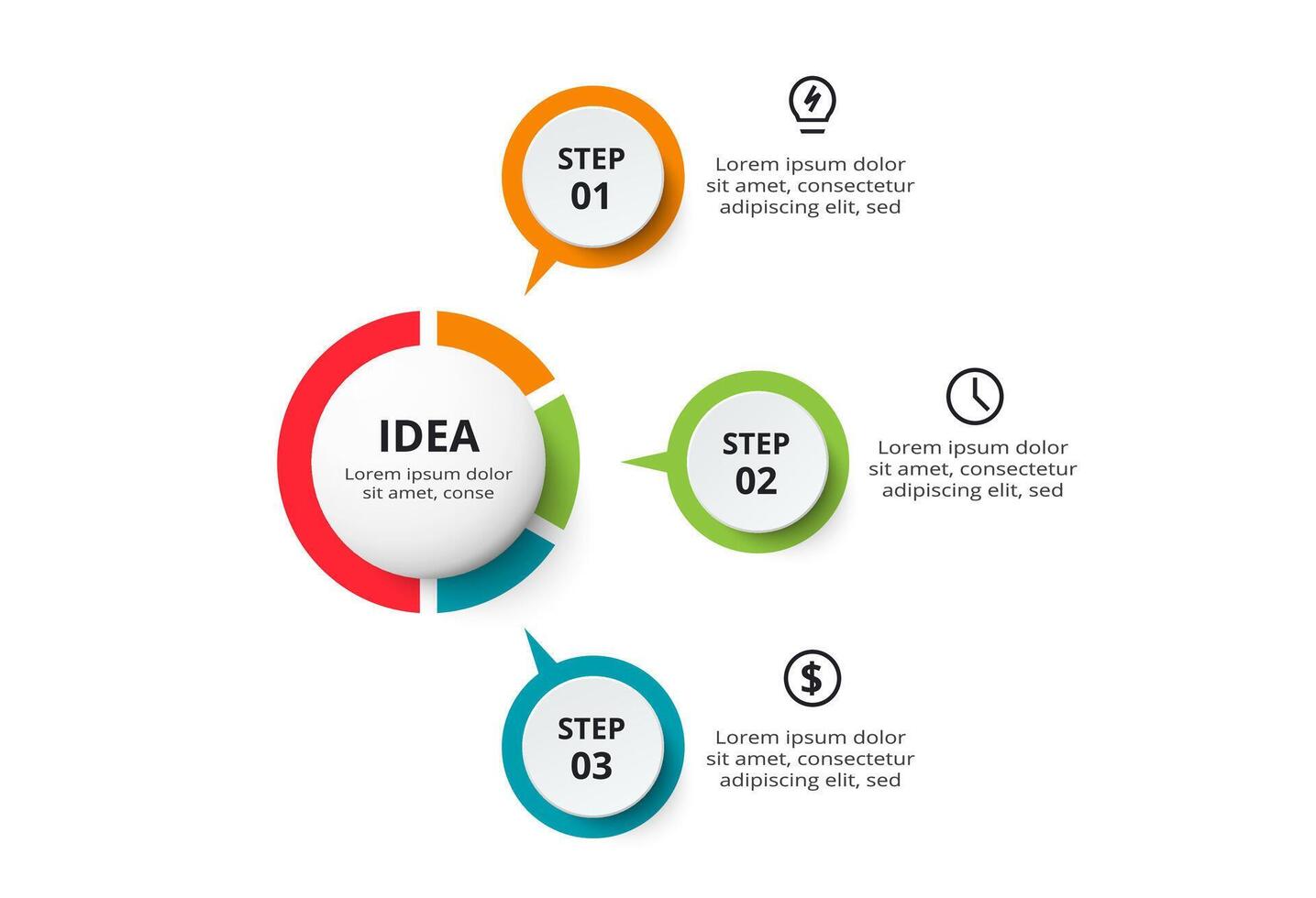 Creative concept for infographic with 3 steps, options, parts or processes. vector