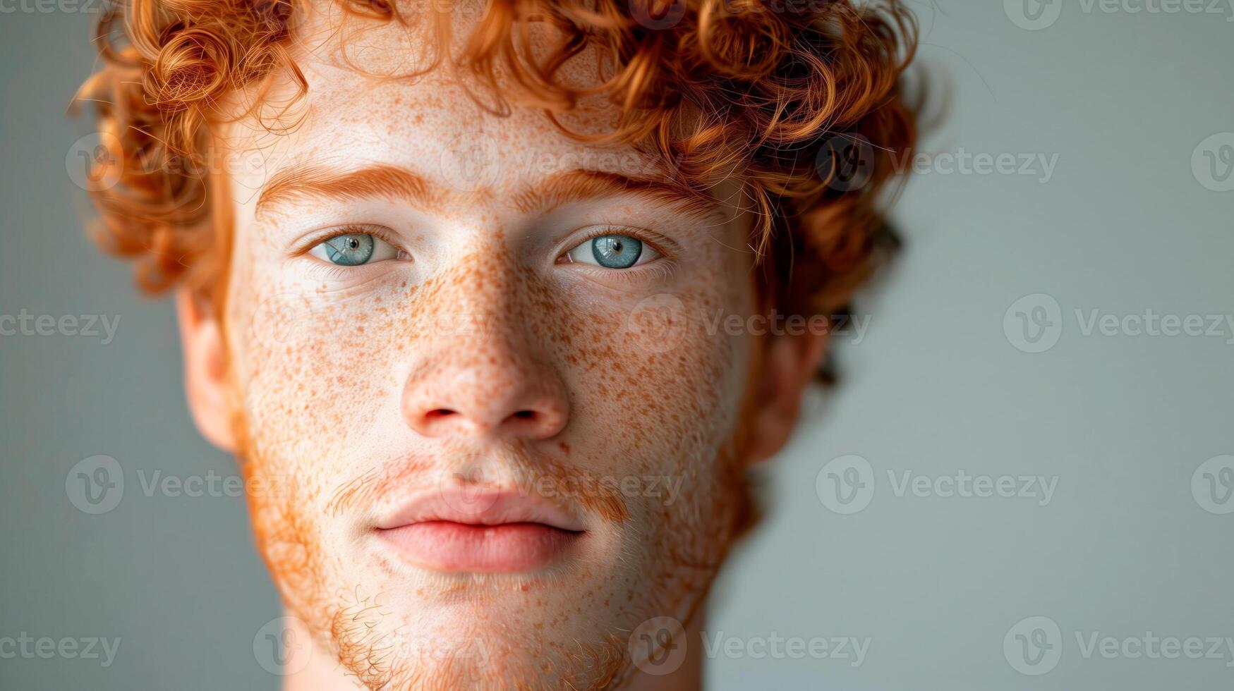 Handsome smiling redhead man isolated on white background. Studio portrait shoot. photo