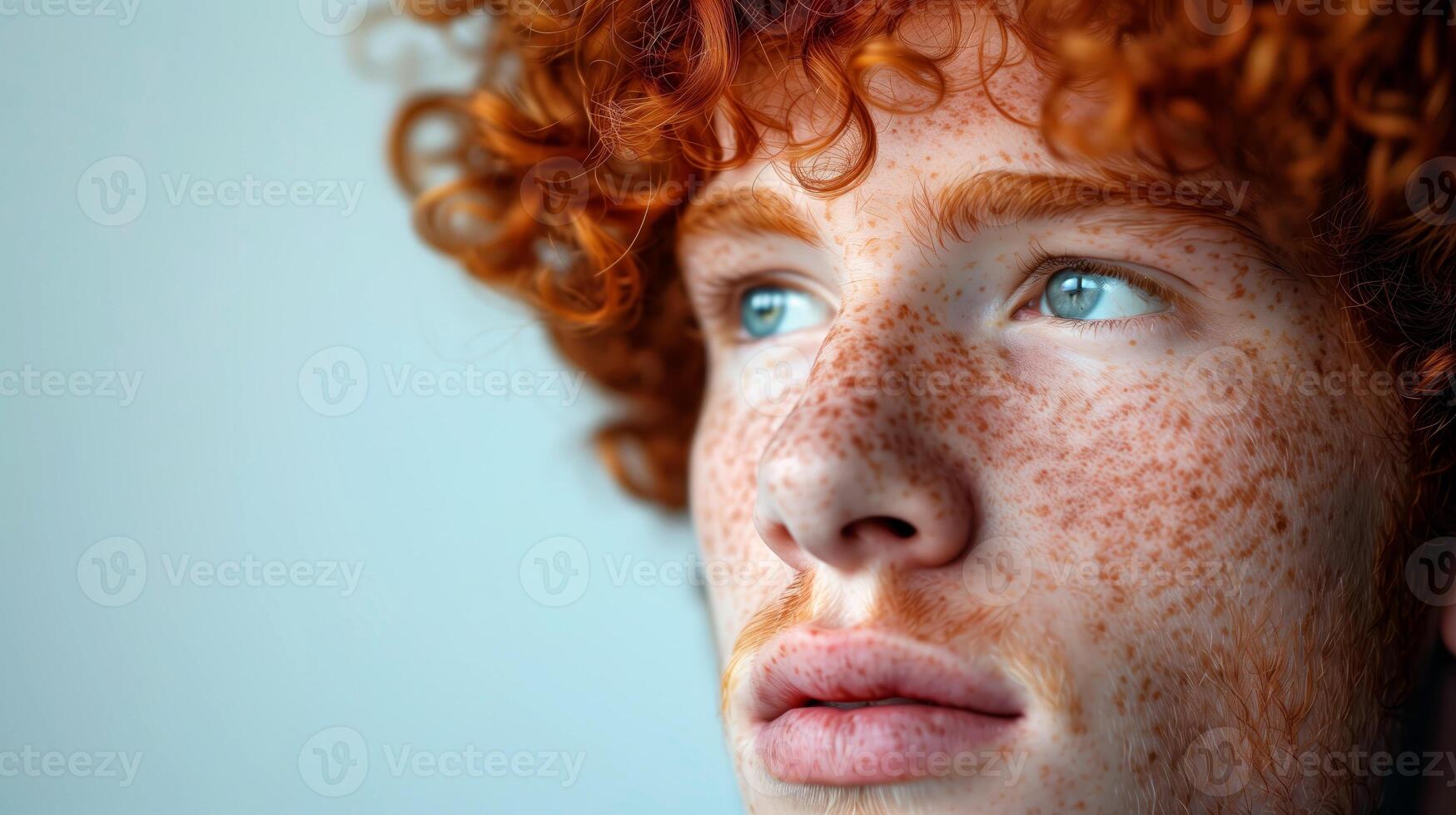 Handsome smiling redhead man isolated on white background. Studio portrait shoot. photo