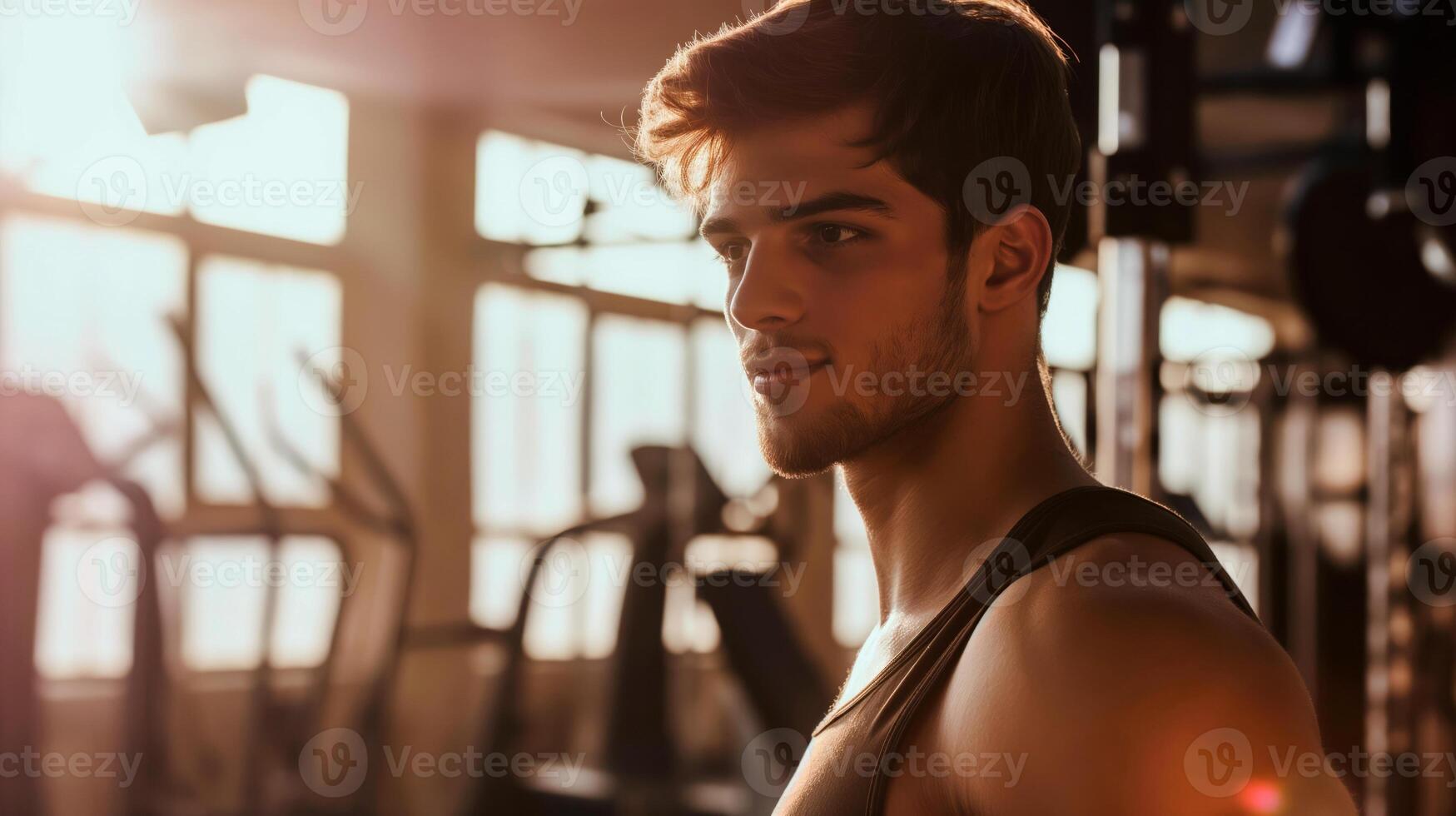 Man exercising at the gym. photo