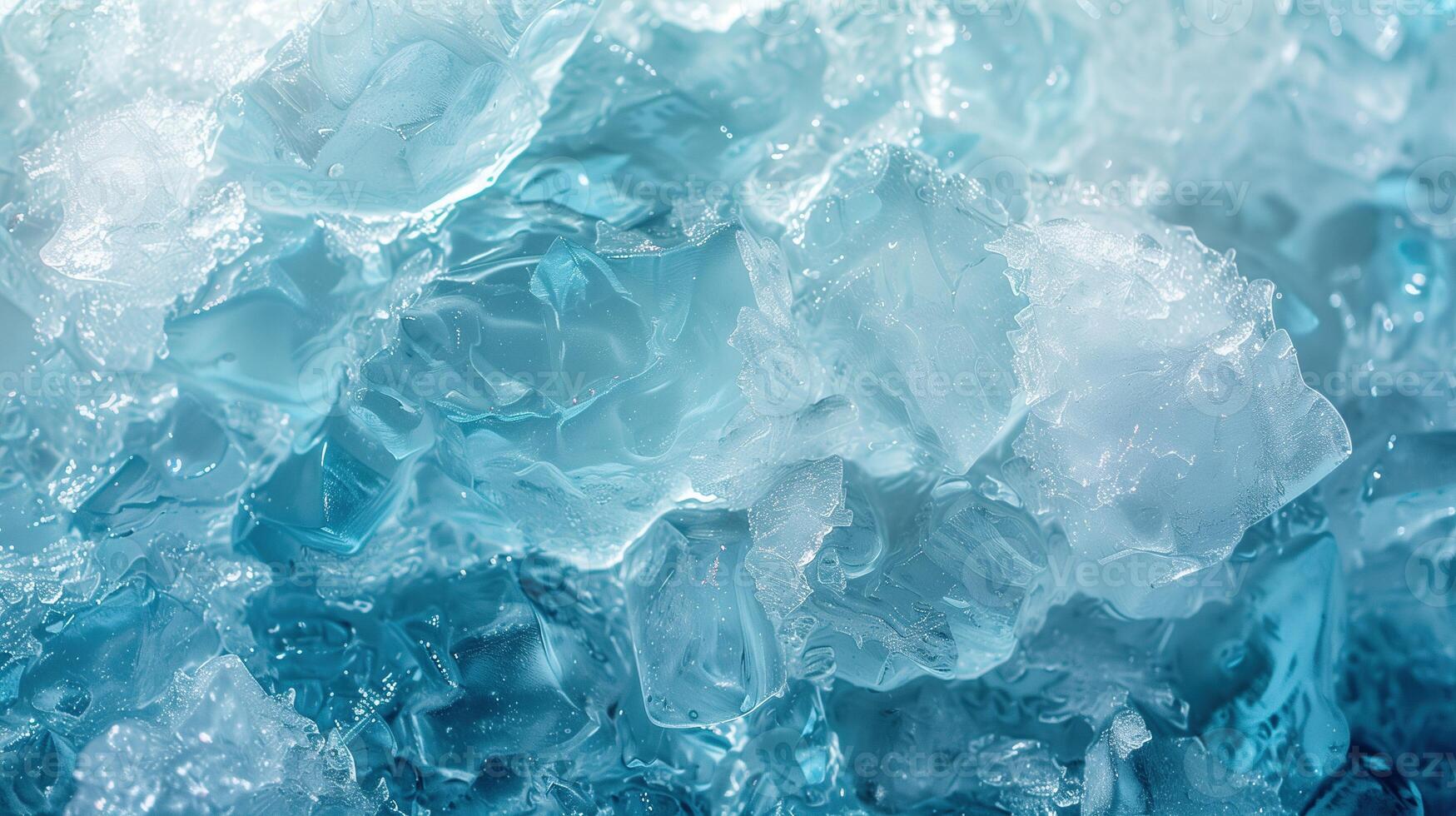 Translucent ice chunks in shades of blue texture background image. Cool crystalline visual. Icy frozen blue surface photo backdrop wallpaper realistic. Wintery concept photorealistic