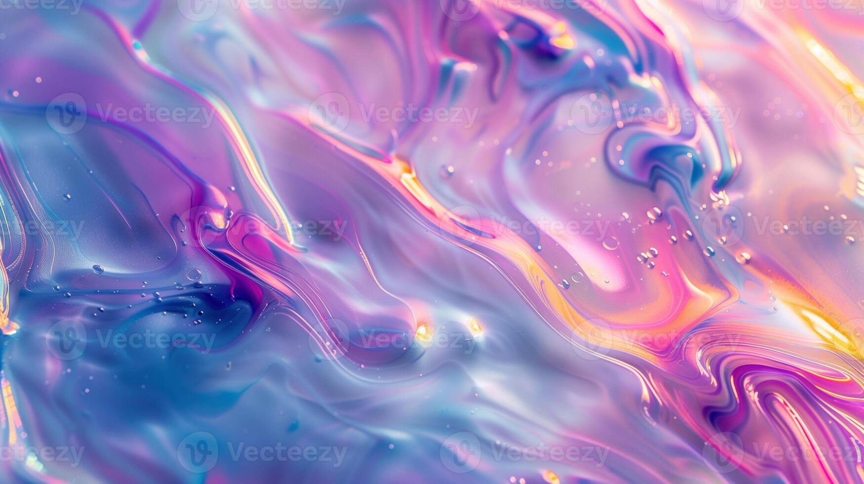 Iridescent fluid wavy abstract texture background image. Vibrant pink blue iridescence photo backdrop wallpaper realistic. Dynamic and captivating holographic concept photorealistic