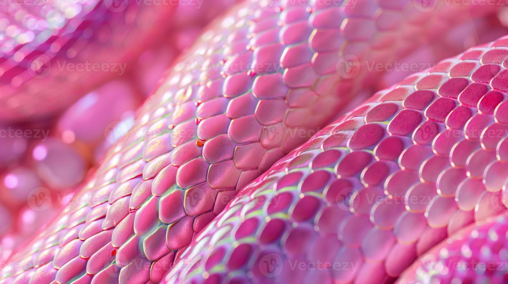 Macro shot of pink snake scales texture background image. Smooth iridescent finish snakeskin photo backdrop wallpaper realistic. Reptile scaly serpent abstract concept photorealistic