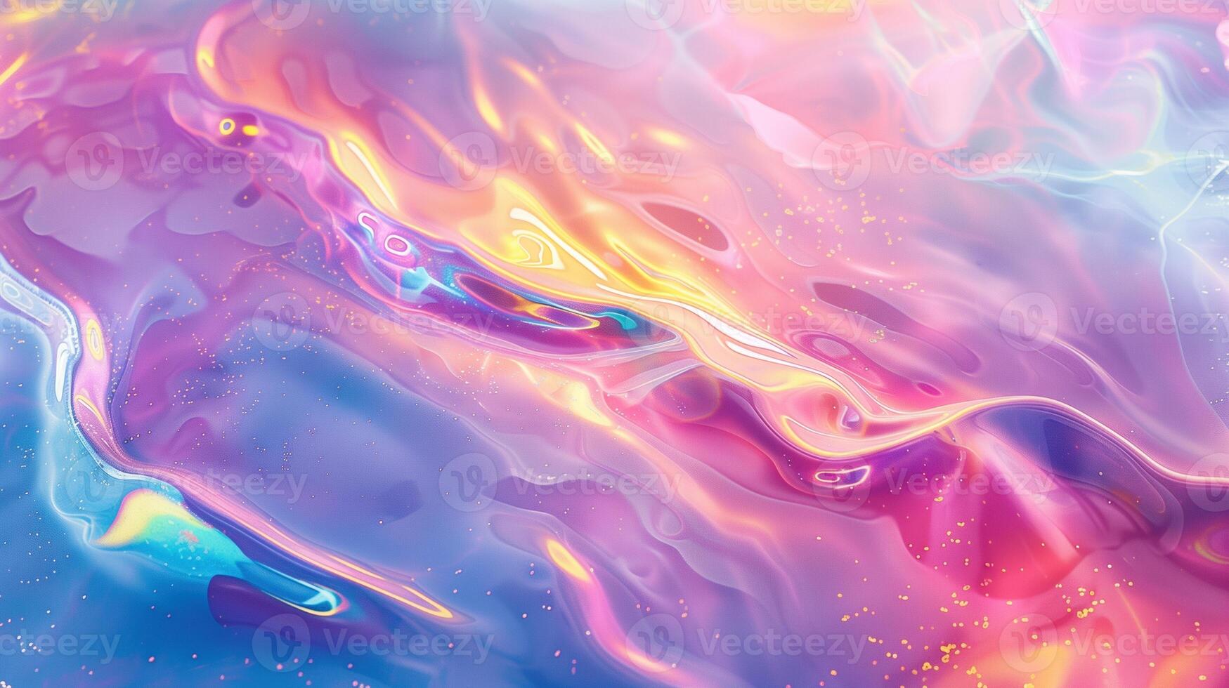 Iridescent fluid swirls abstract texture background image. Pink yellow and blue tones soothing visual. Iridescence photo backdrop wallpaper realistic. Holographic concept photorealistic