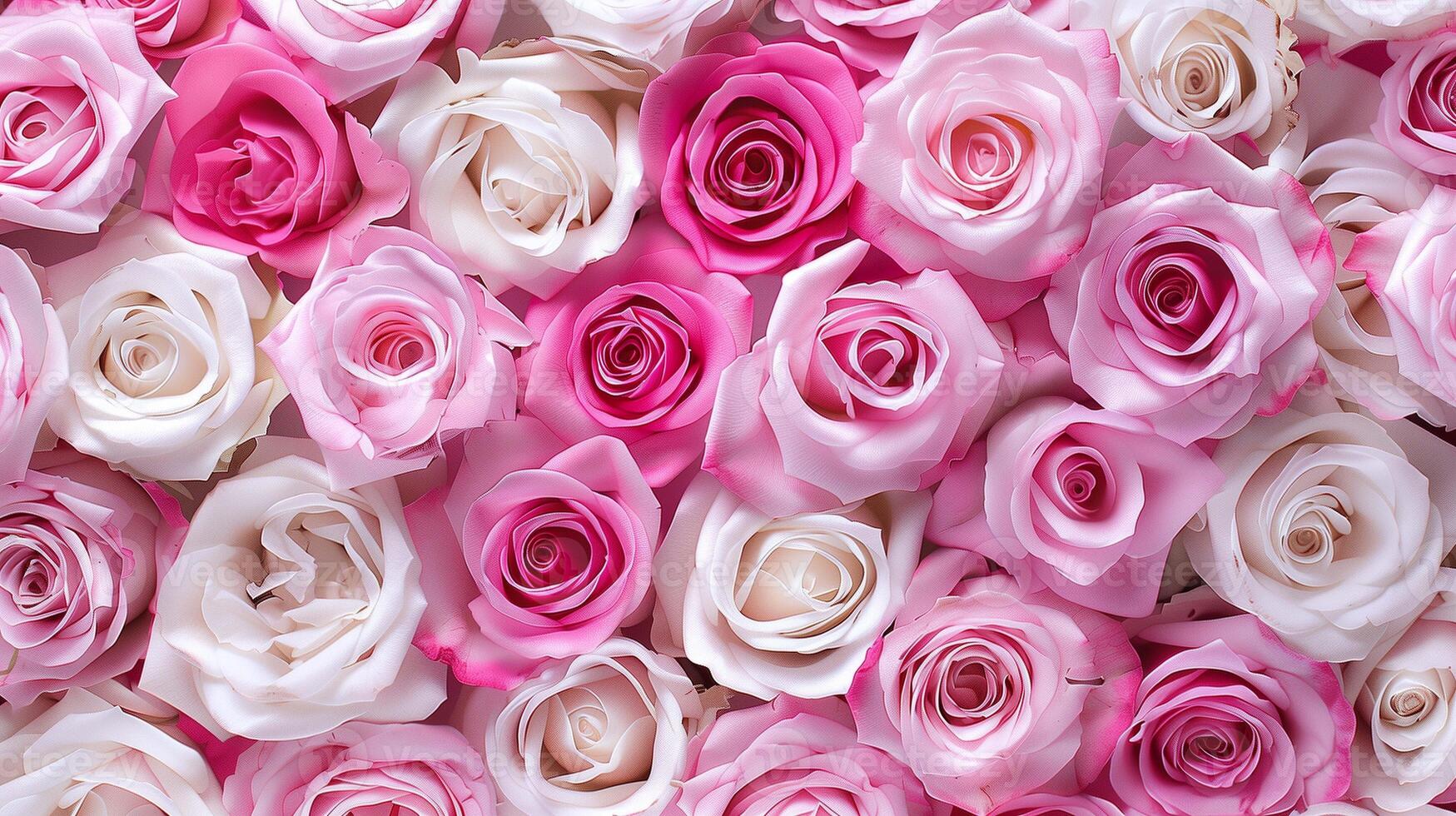 Wedding bouquet of gentle pink roses background image. Elegant pattern of blooming garden flowers photo backdrop wallpaper realistic. Festive decor beauty concept photorealistic