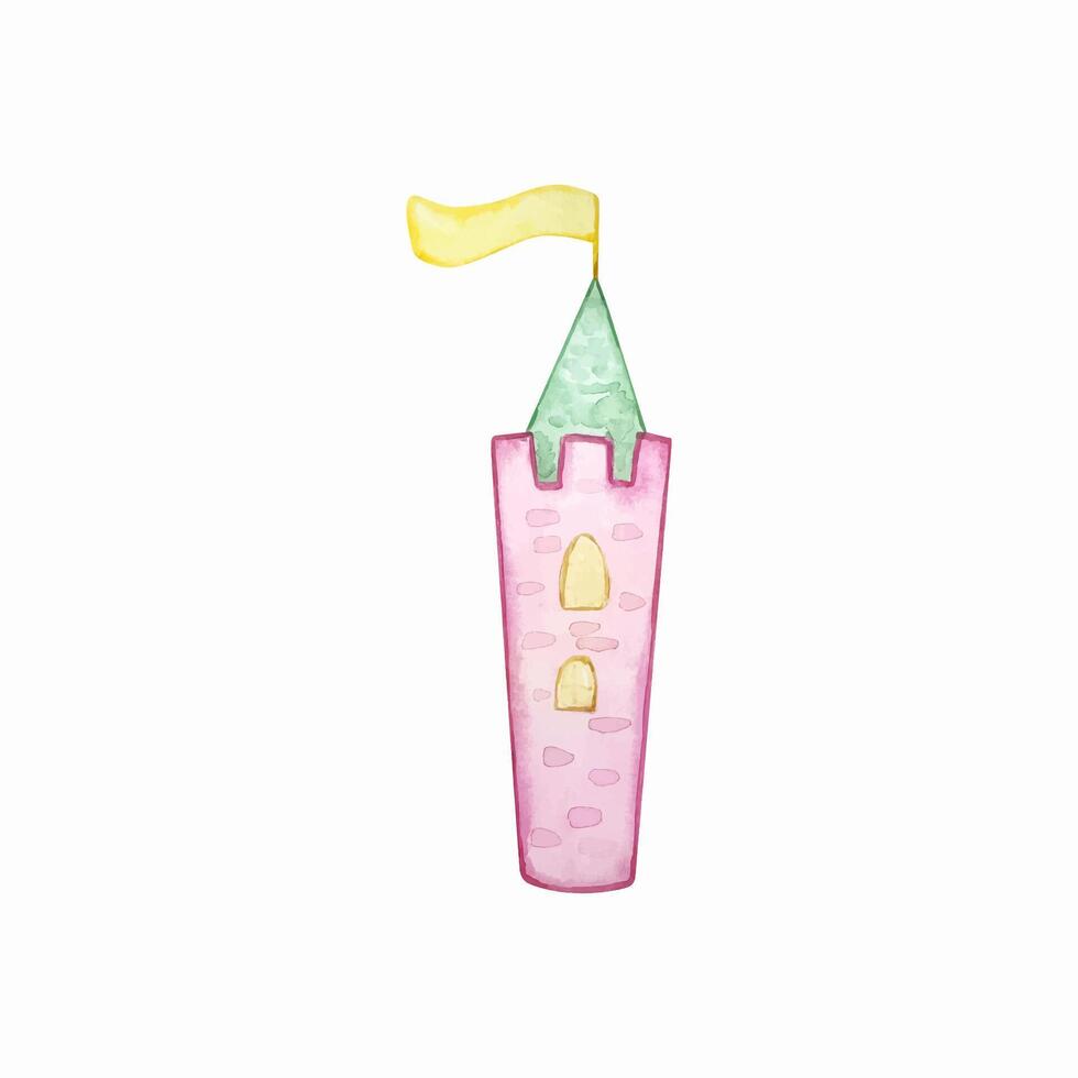 Watercolor Nursery Princess castle, fairy tale vector