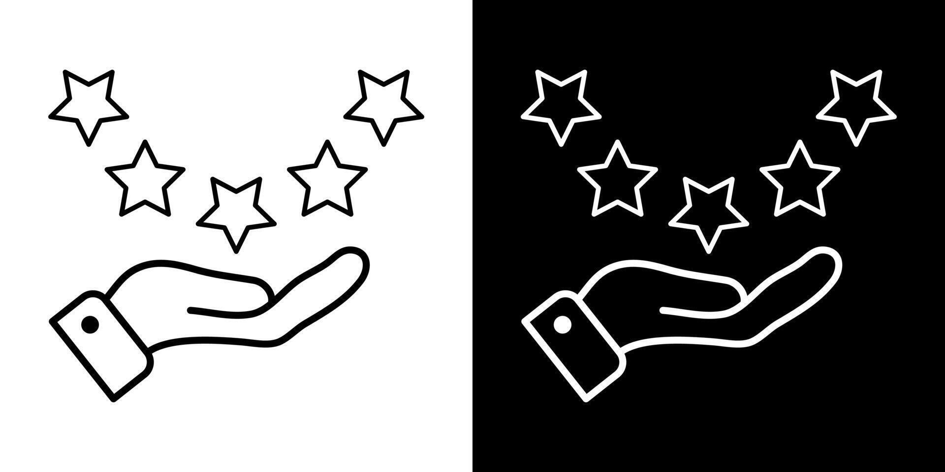 Customer review rating with 5 stars and thumb up feedback. Five star rating badge, review rating icon. vector