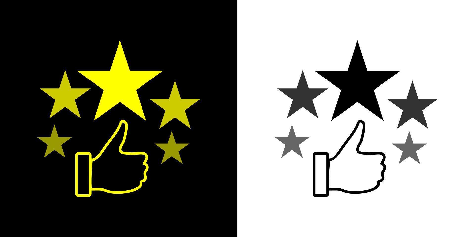 Customer review rating with 5 stars and thumb up feedback. Five star rating badge, review rating icon. vector
