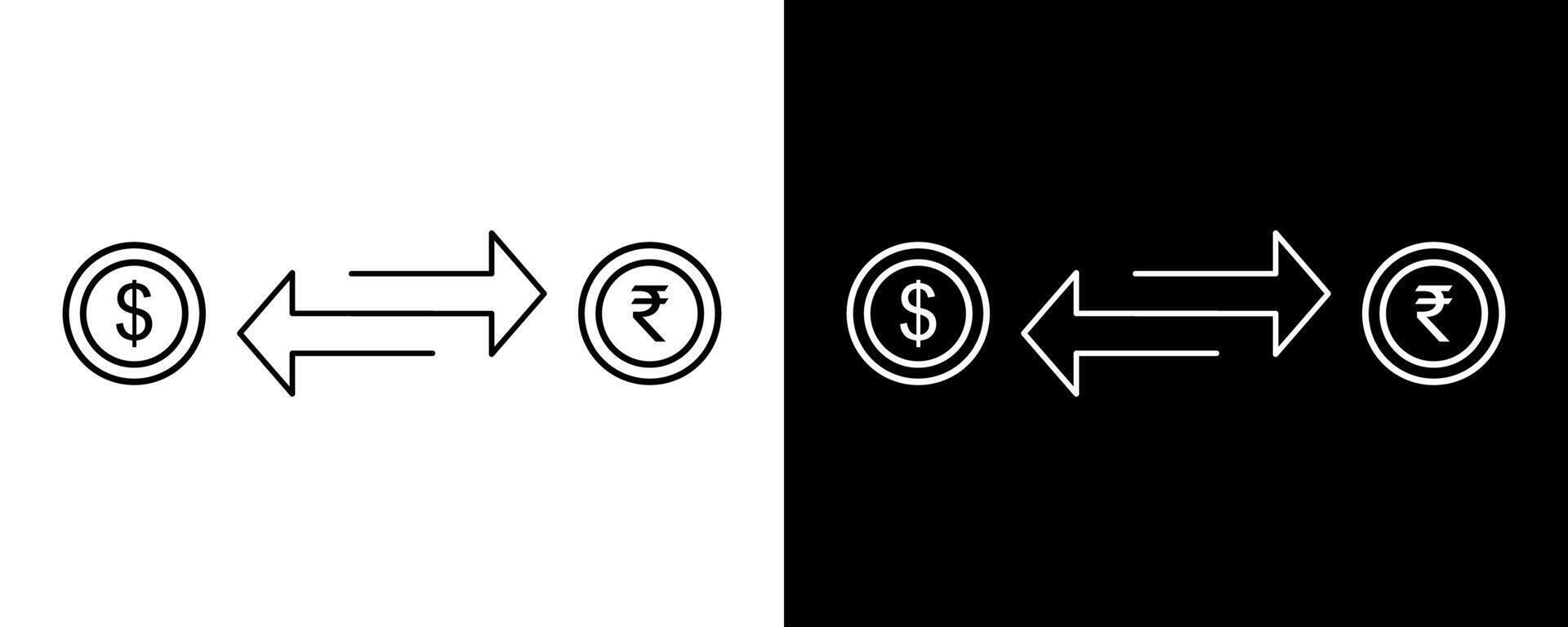 Currency exchange sign symbol. Dollar to Rupee line icon. vector