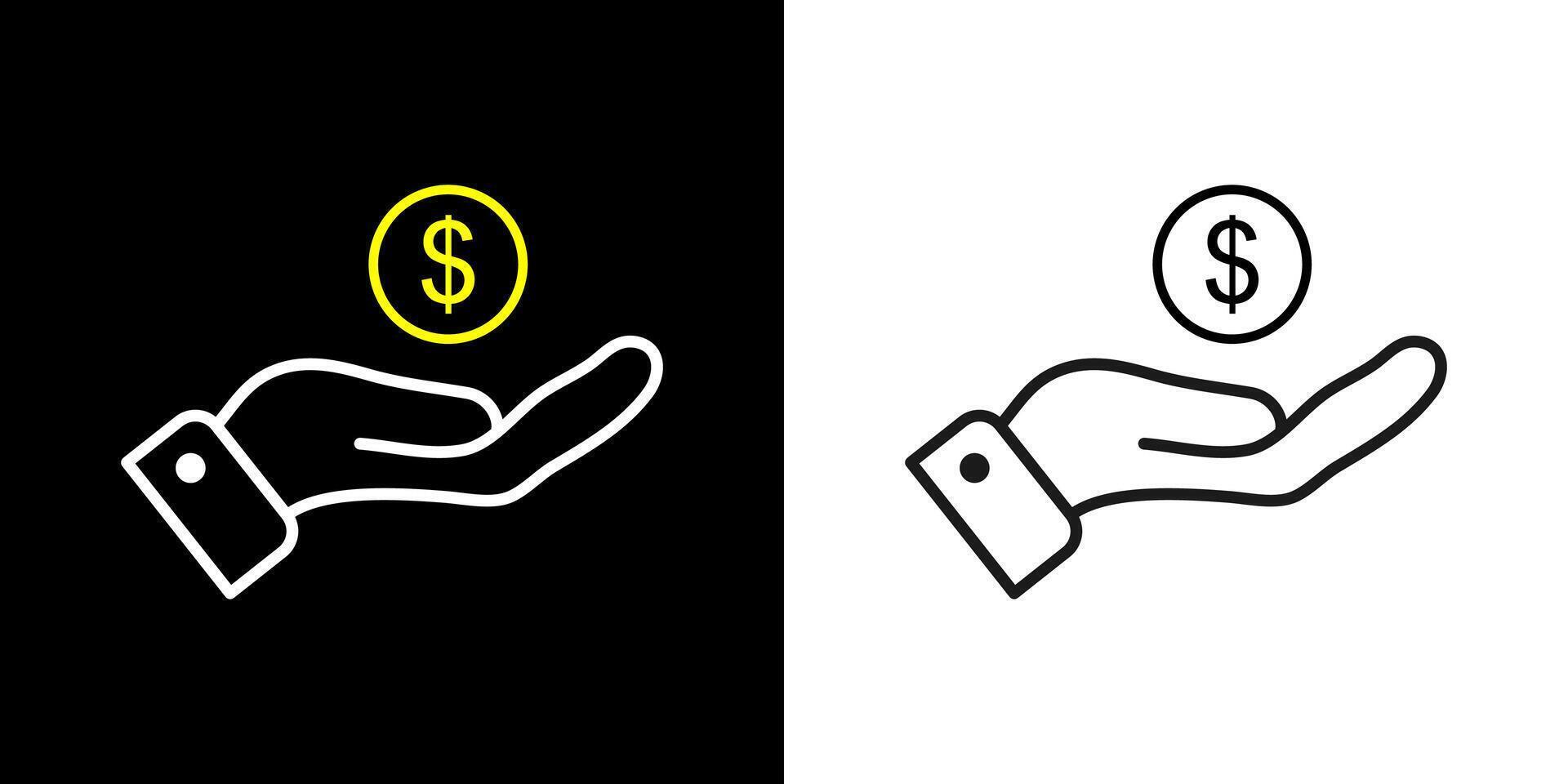 WebOpen hand with dollar coin line icon. Money and financial concepts. vector