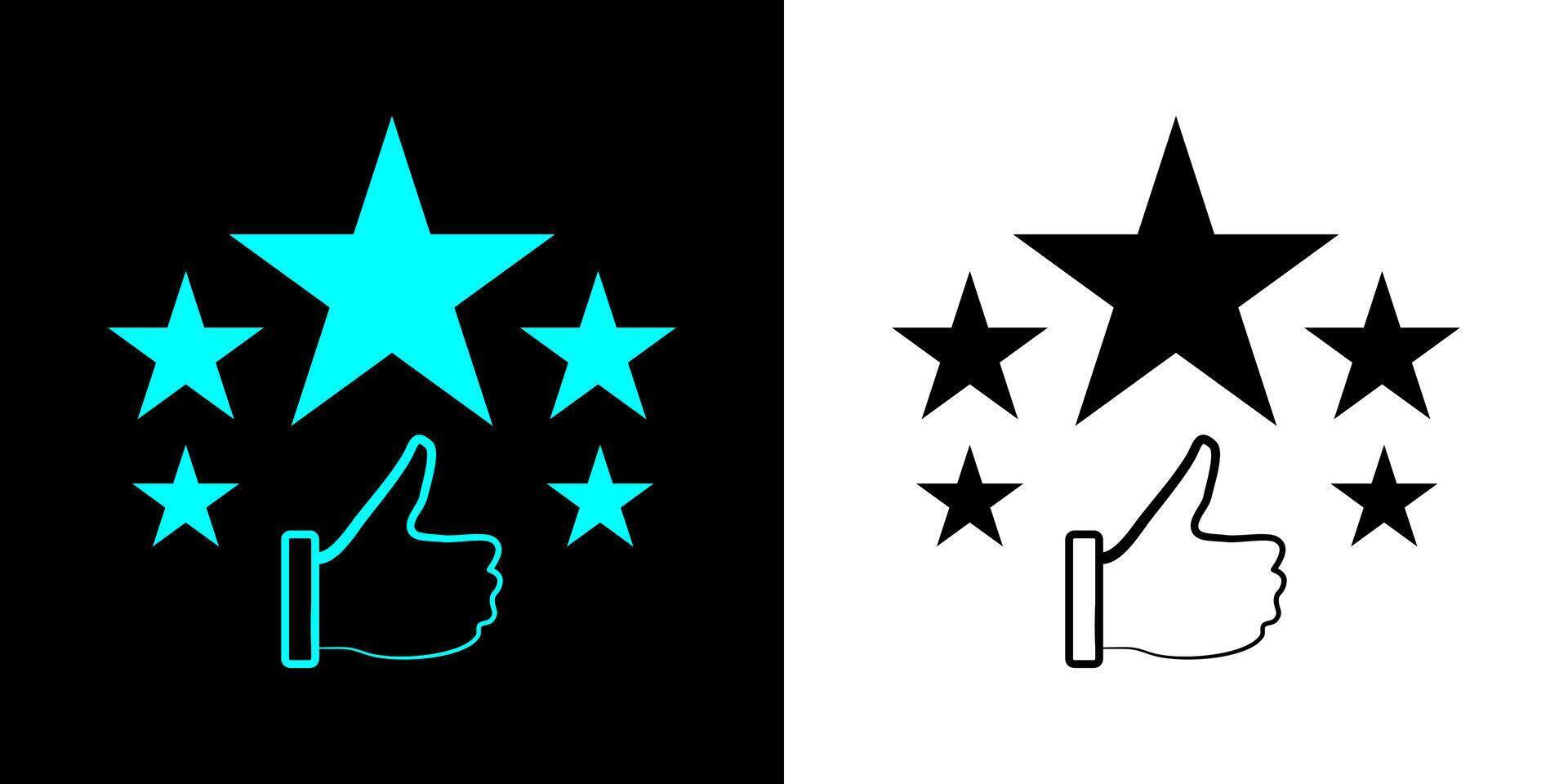 Customer review rating with 5 stars and thumb up feedback. Five star rating badge, review rating icon. vector