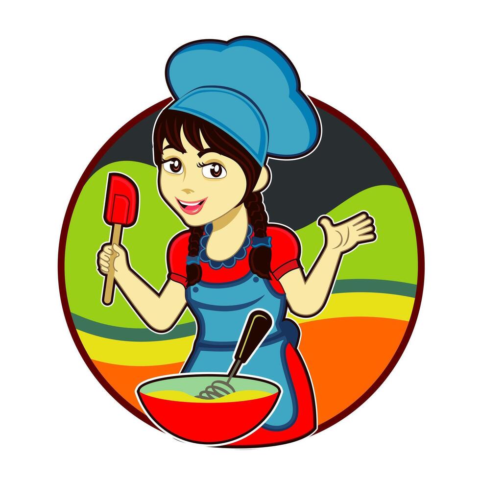 A girl who makes cakes vector