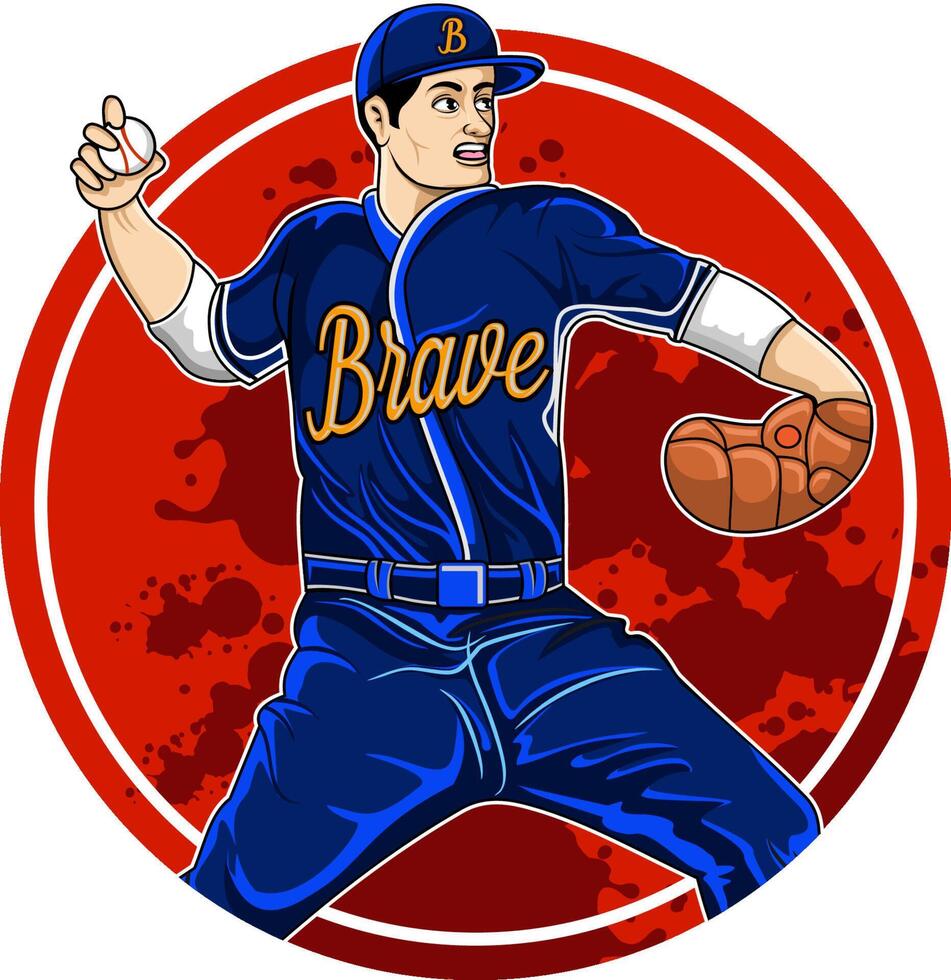Man Pitcher Baseball vector