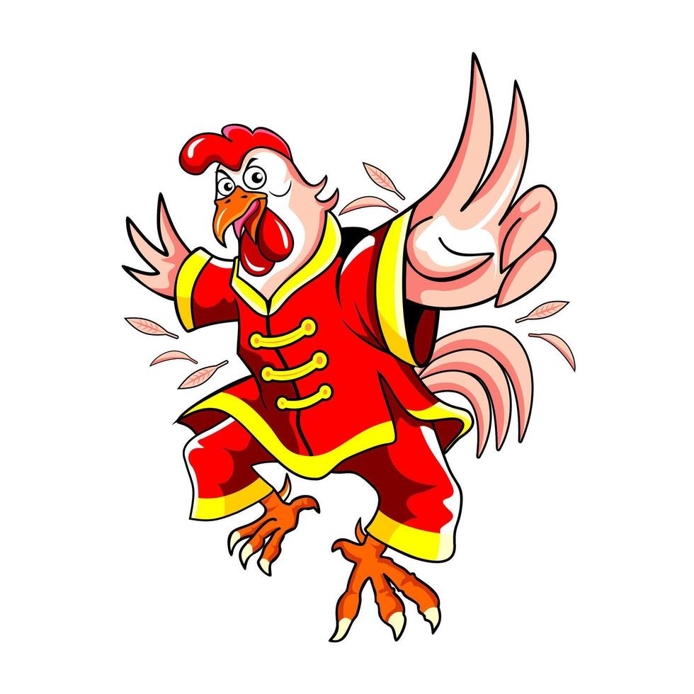 Kung fu style chicken vector