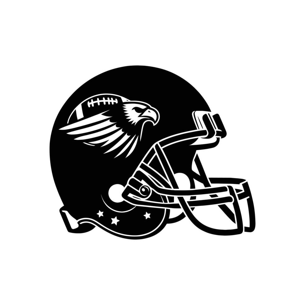 High-Contrast Black and White Football Helmet Graphic - Ideal for Creating Professional Sports-Themed Designs and Artwork vector