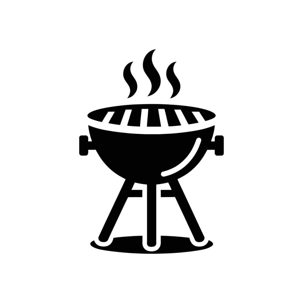 Stylish and Intricate BBQ Grill Silhouette with Flames - Great for Summer, Cooking, and Outdoor Party Design Projects vector
