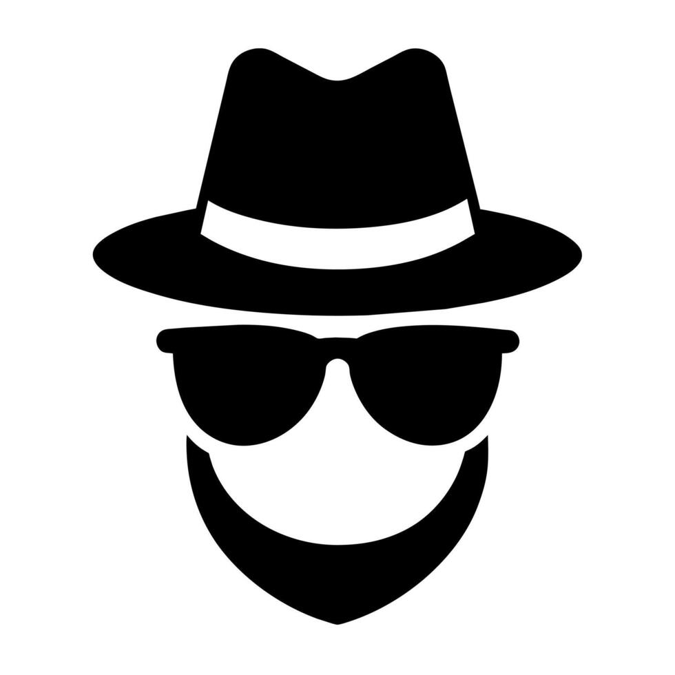a vintage Incognito mode icon only hat and sunglass vector