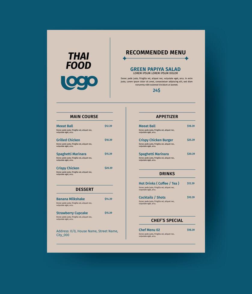 Fast food restaurant menu template vector