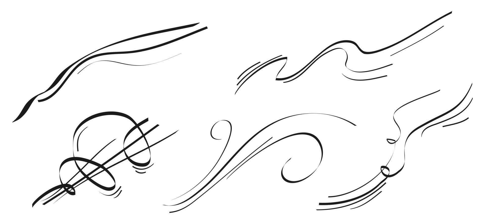 Doodle wind blow, gust design isolated on white background vector