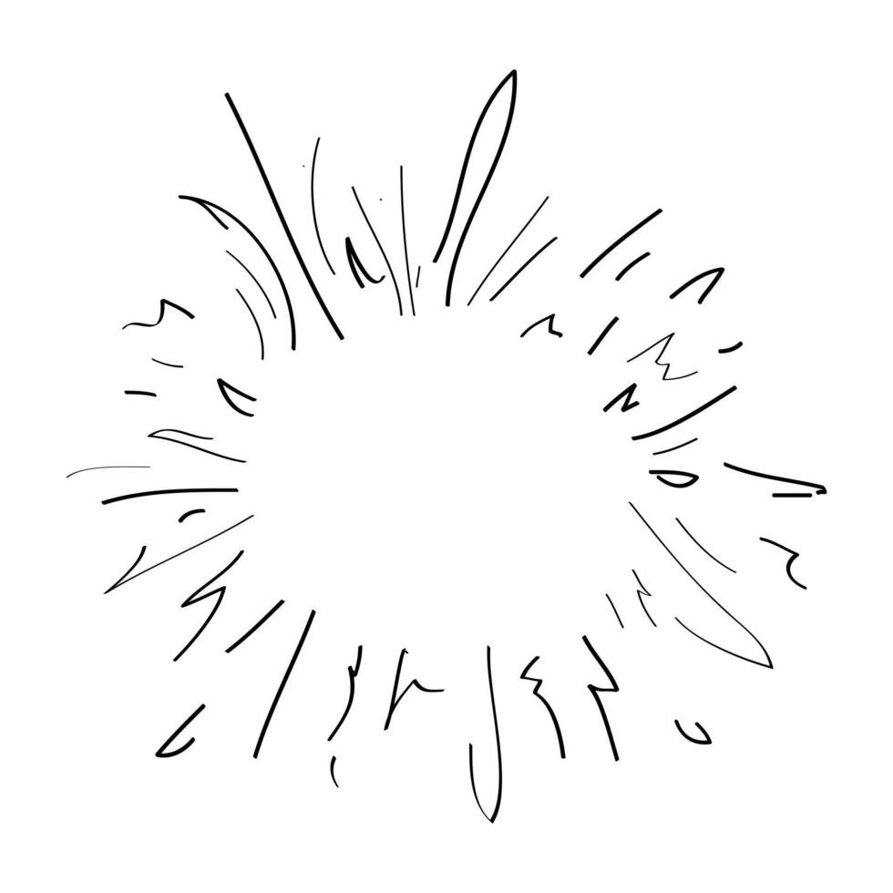 starburst or sunburst hand drawn. firework. doodle design element vector