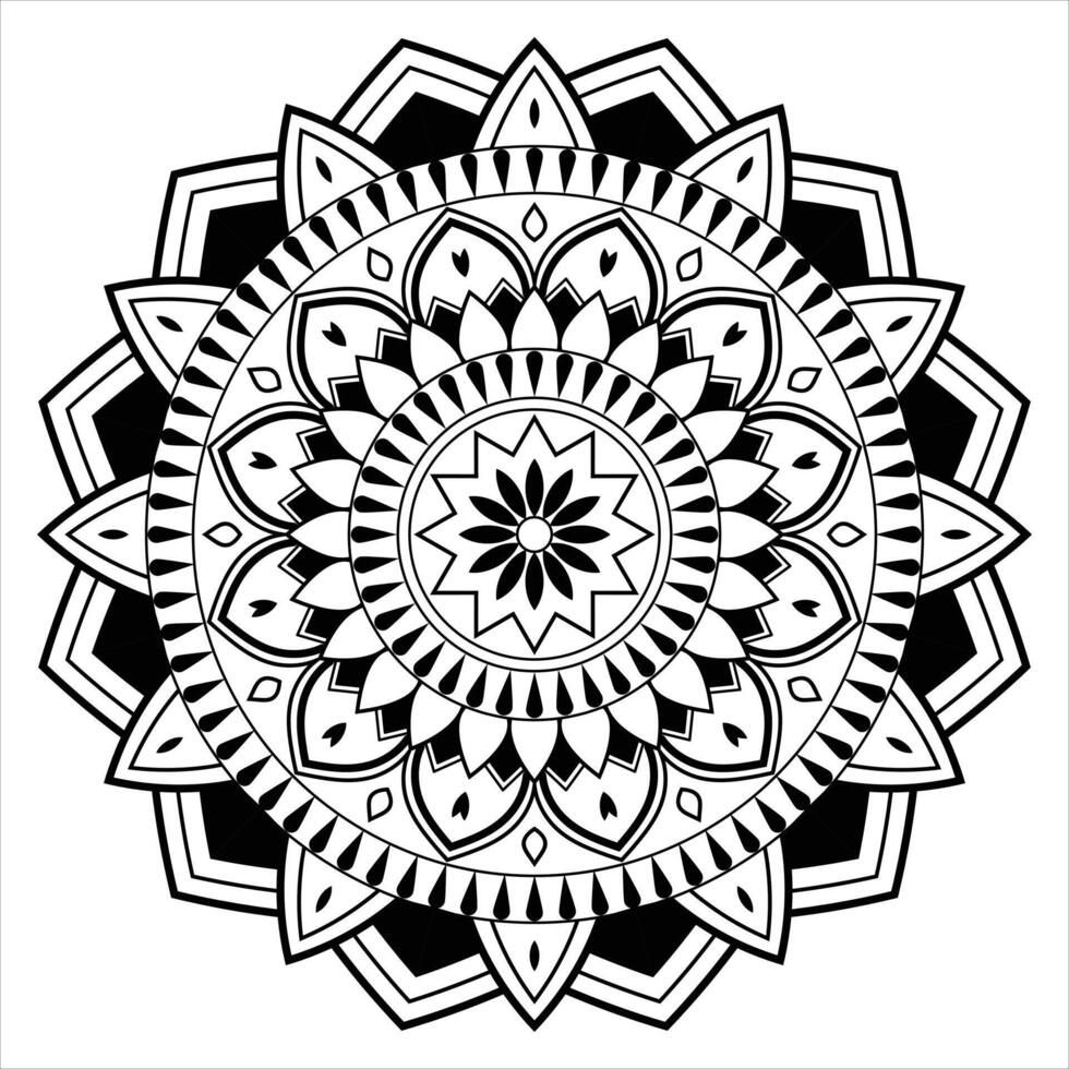 Mandala design, Floral circular mandala design, black and white background with mandala design vector