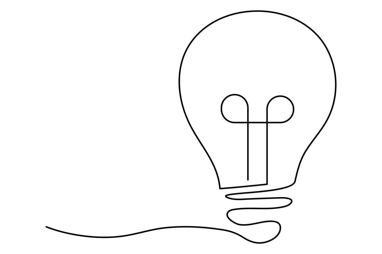 Light bulb isolated on white light bulb one line outline art illustration vector