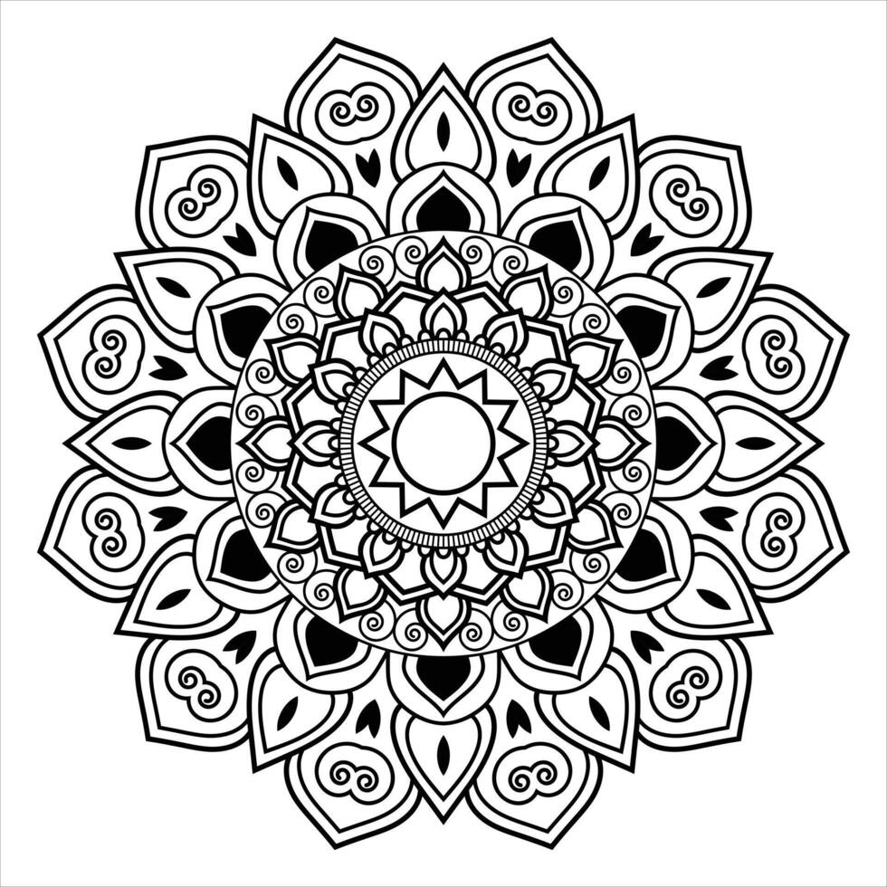 Mandala design, Floral circular mandala design, black and white background with mandala design vector