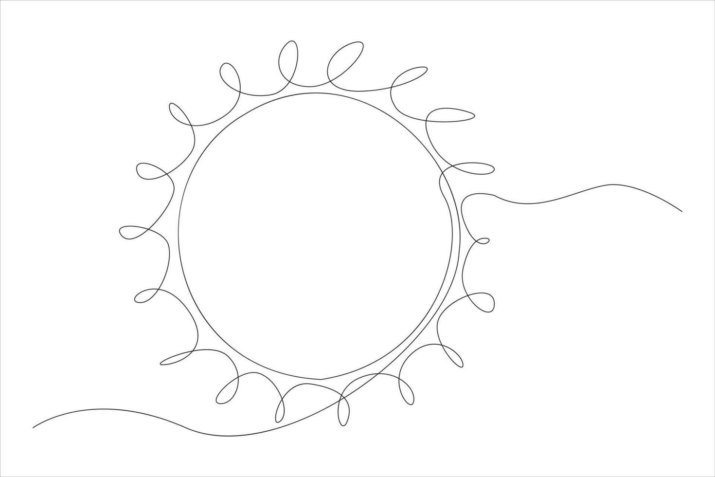 Continuous one line drawing sun art Summer sun contour line sign line art illustration vector