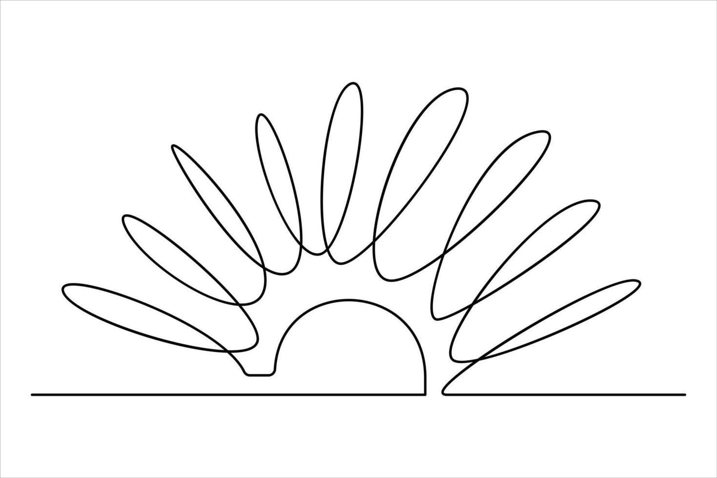 Continuous one line drawing sun art Summer sun contour line sign line art illustration vector