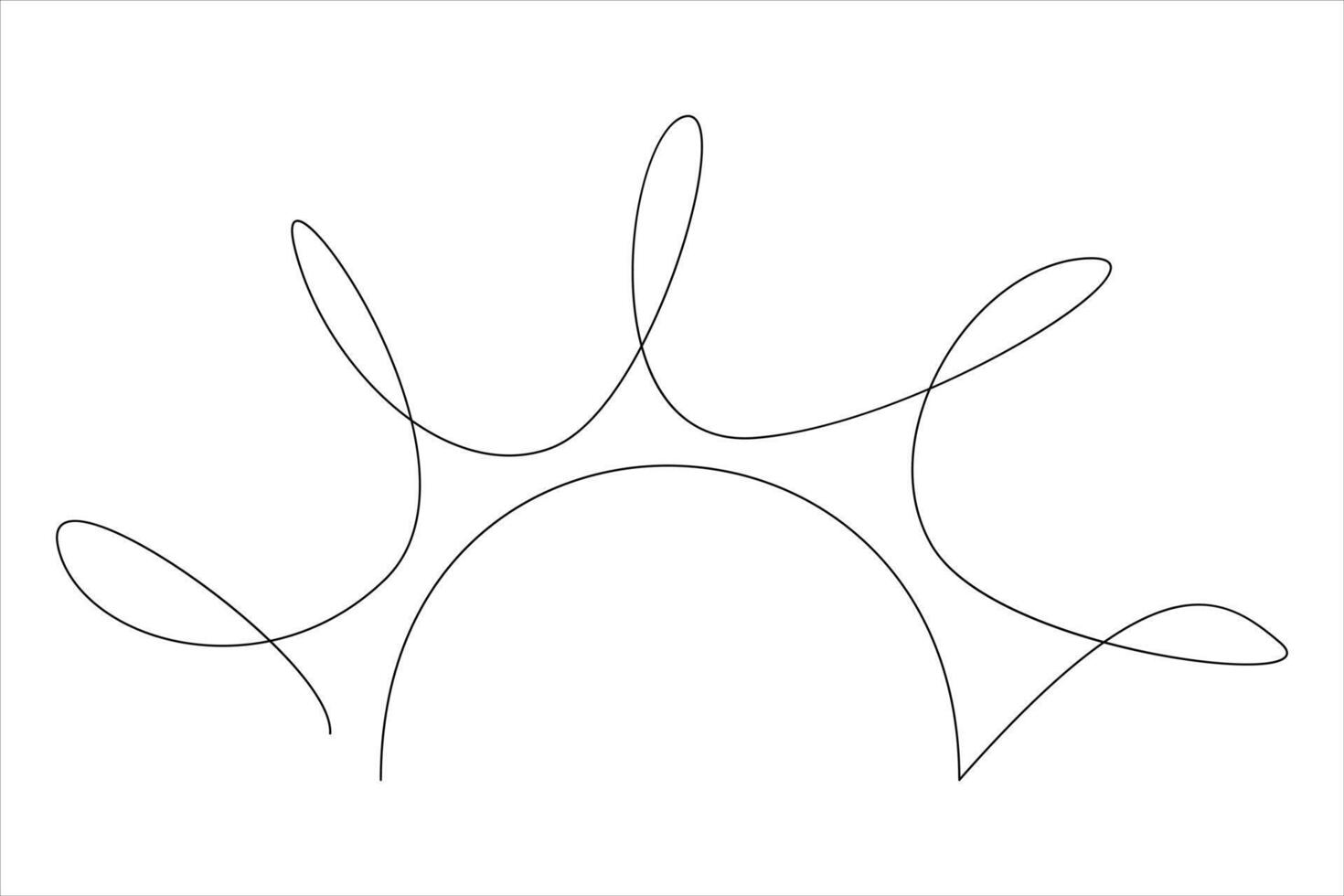 Continuous one line drawing sun art Summer sun contour line sign line art illustration vector