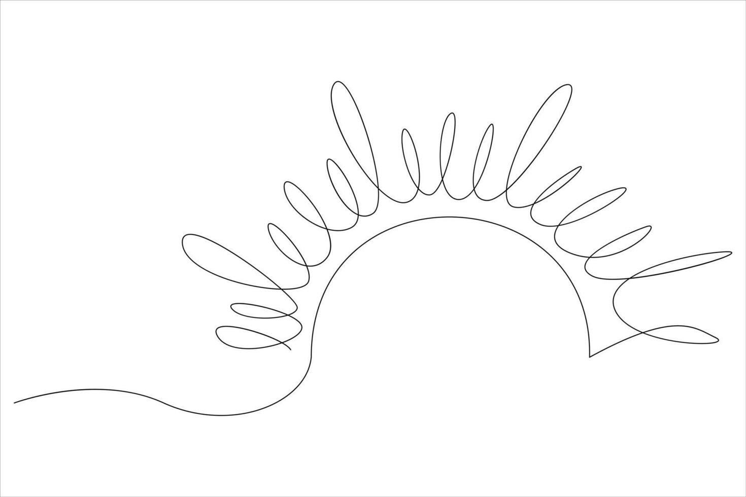 Continuous one line drawing sun art Summer sun contour line sign line art illustration vector