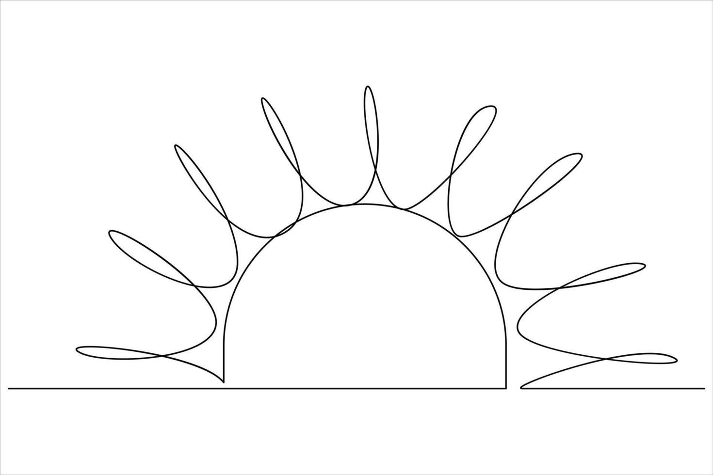 Continuous one line drawing sun art Summer sun contour line sign line art illustration vector