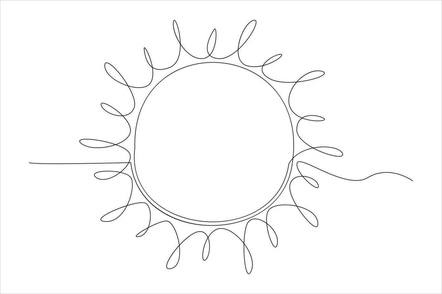 Continuous one line drawing sun art Summer sun contour line sign line art illustration vector