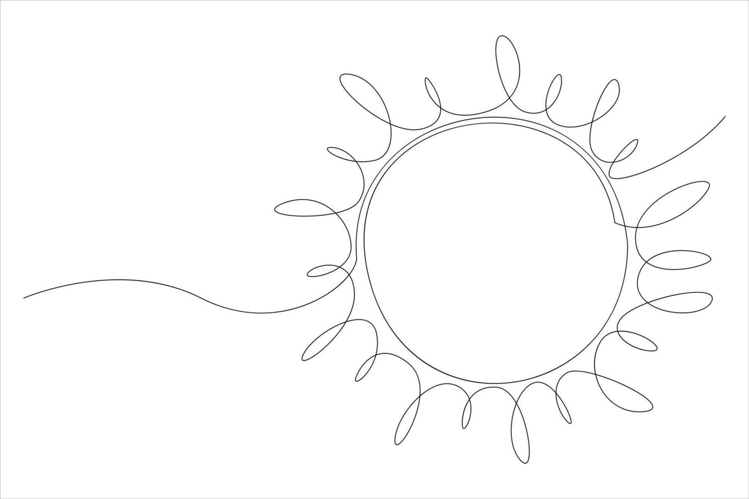 Continuous one line drawing sun art Summer sun contour line sign line art illustration vector