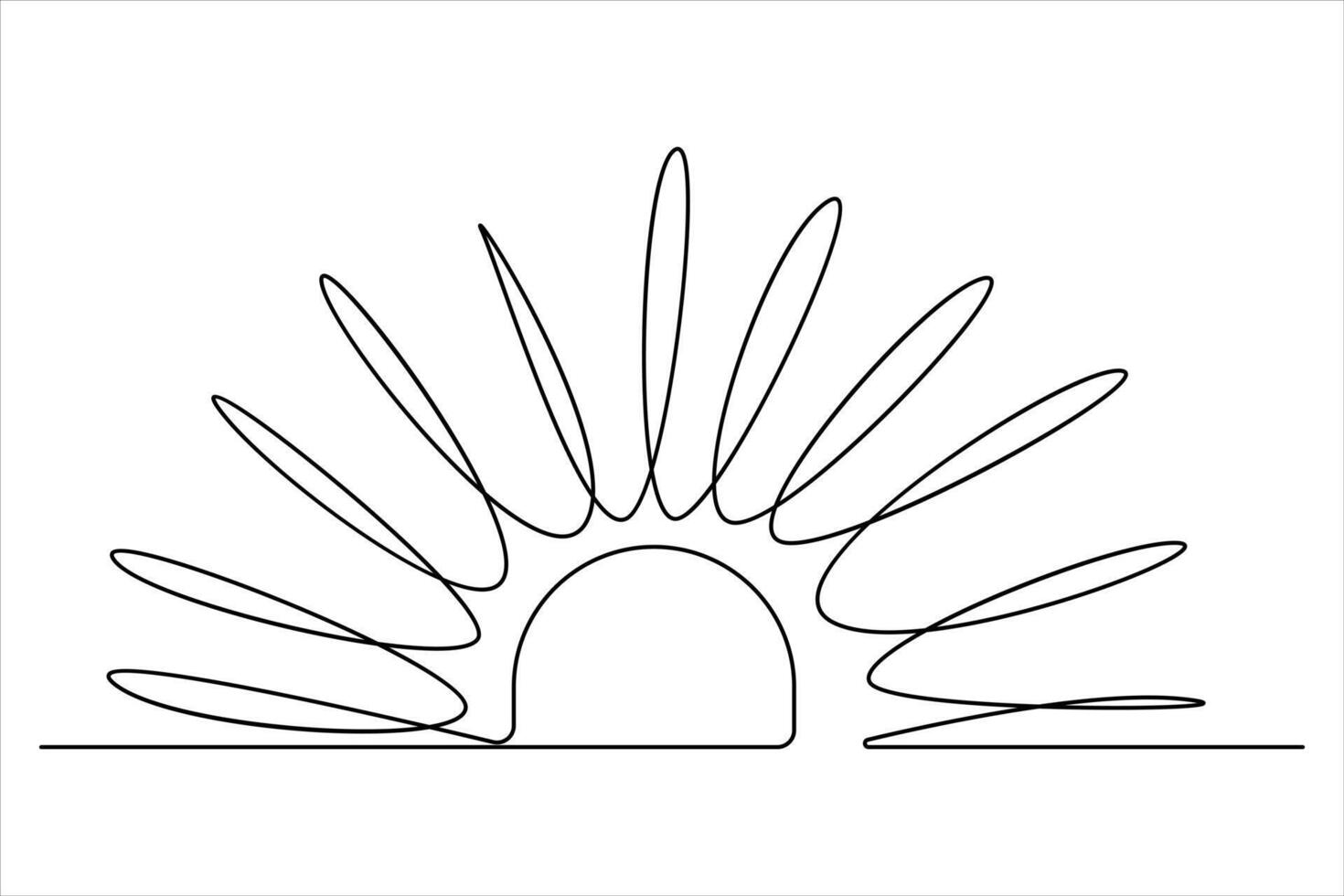 Continuous one line drawing sun art Summer sun contour line sign line art illustration vector