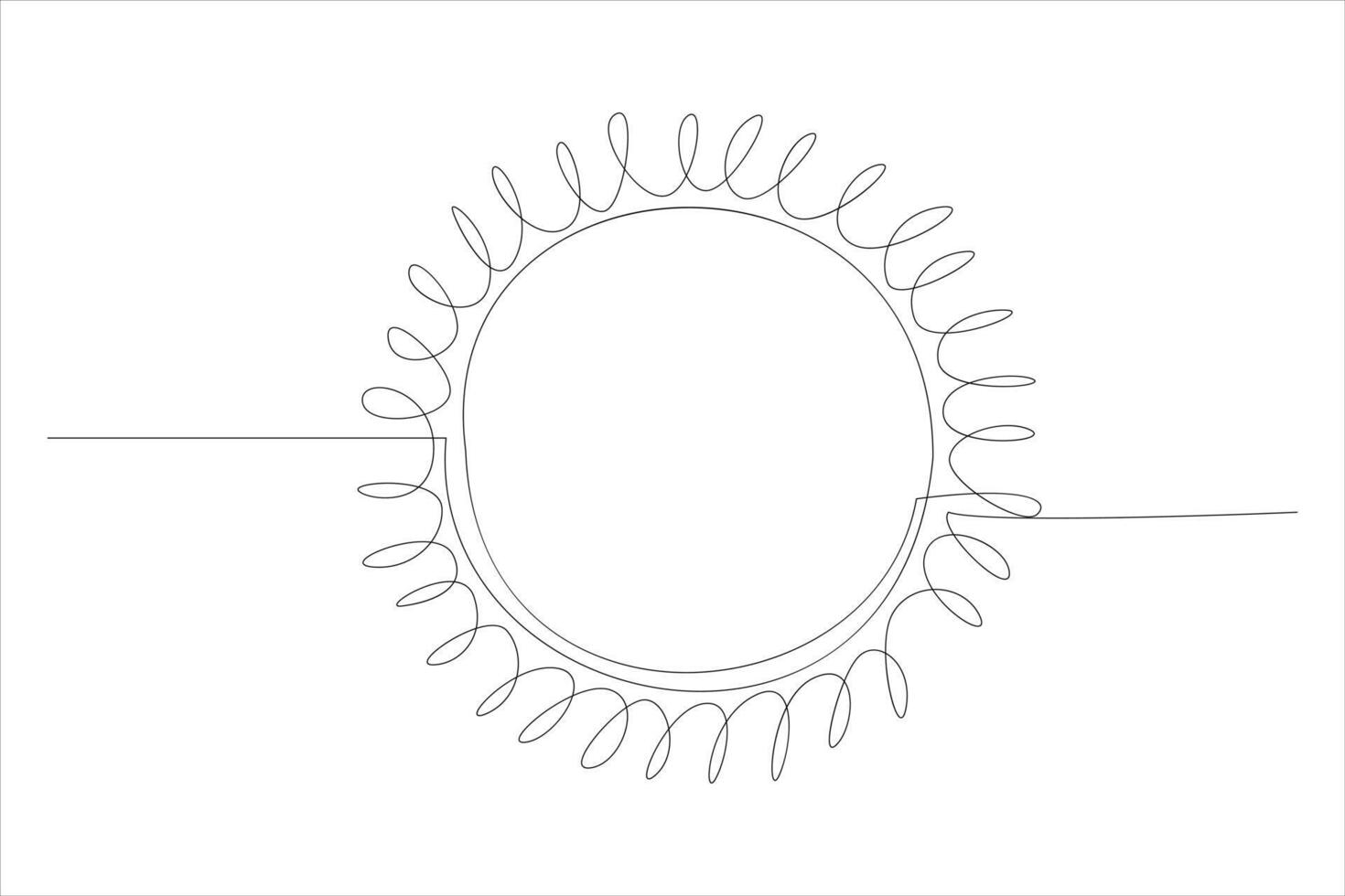 Continuous one line drawing sun art Summer sun contour line sign line art illustration vector