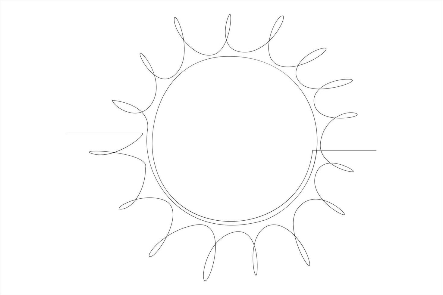 Continuous one line drawing sun art Summer sun contour line sign line art illustration vector