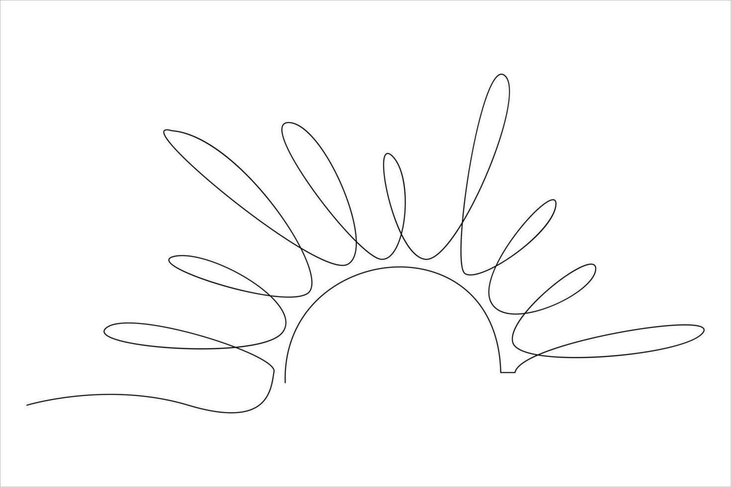 Continuous one line drawing sun art Summer sun contour line sign line art illustration vector