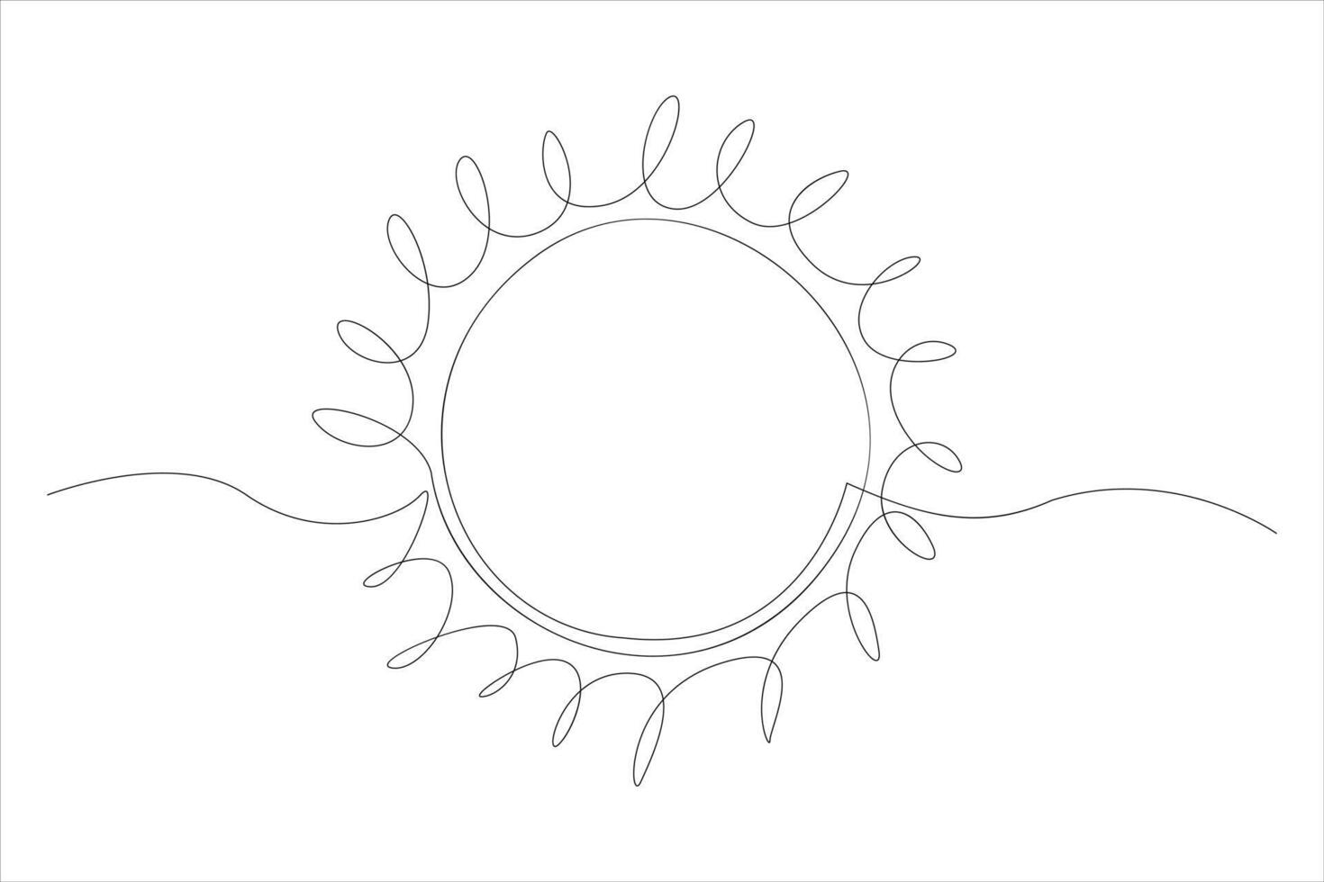 Continuous one line drawing sun art Summer sun contour line sign line art illustration vector