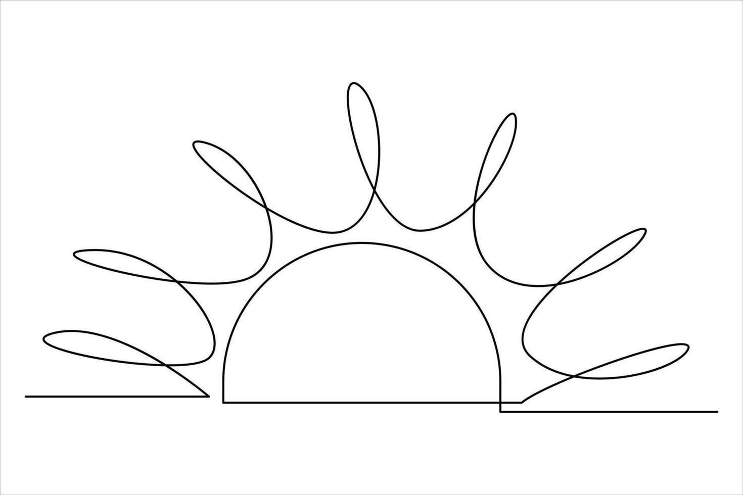 Continuous one line drawing sun art Summer sun contour line sign line art illustration vector
