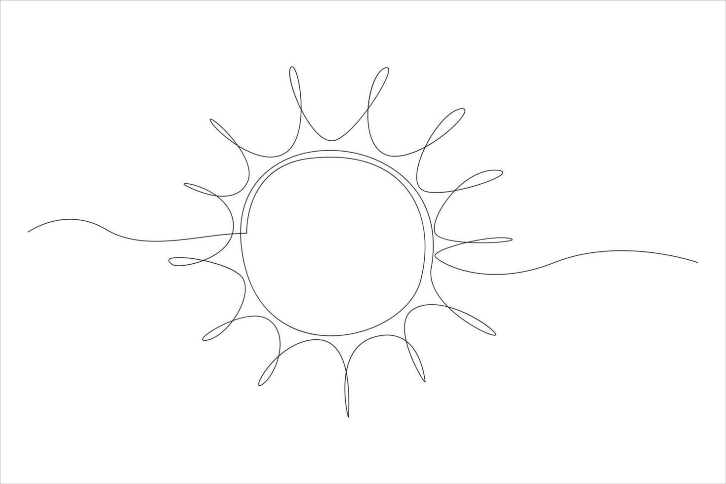 Continuous one line drawing sun art Summer sun contour line sign line art illustration vector