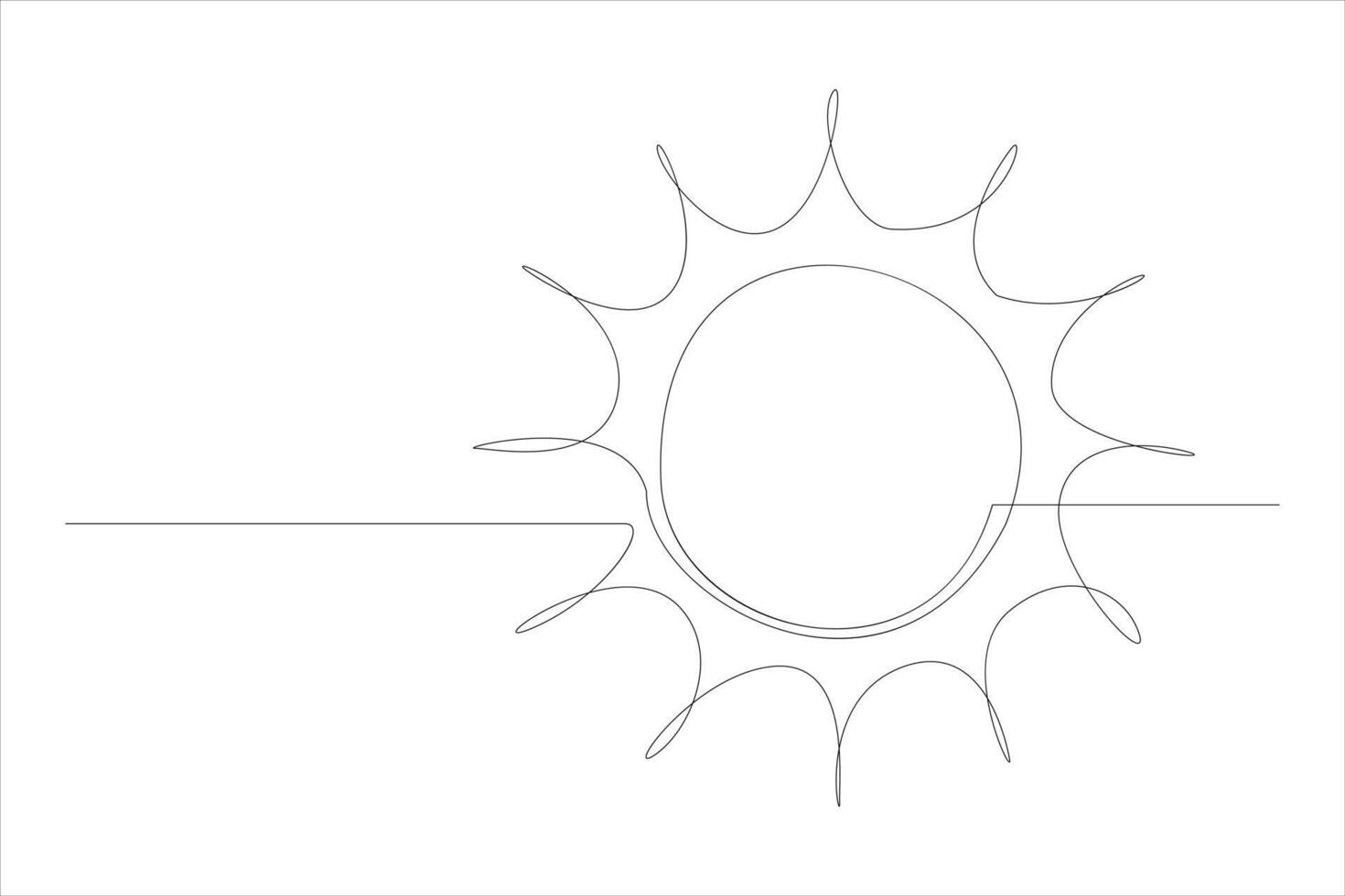 Continuous one line drawing sun art Summer sun contour line sign line art illustration vector