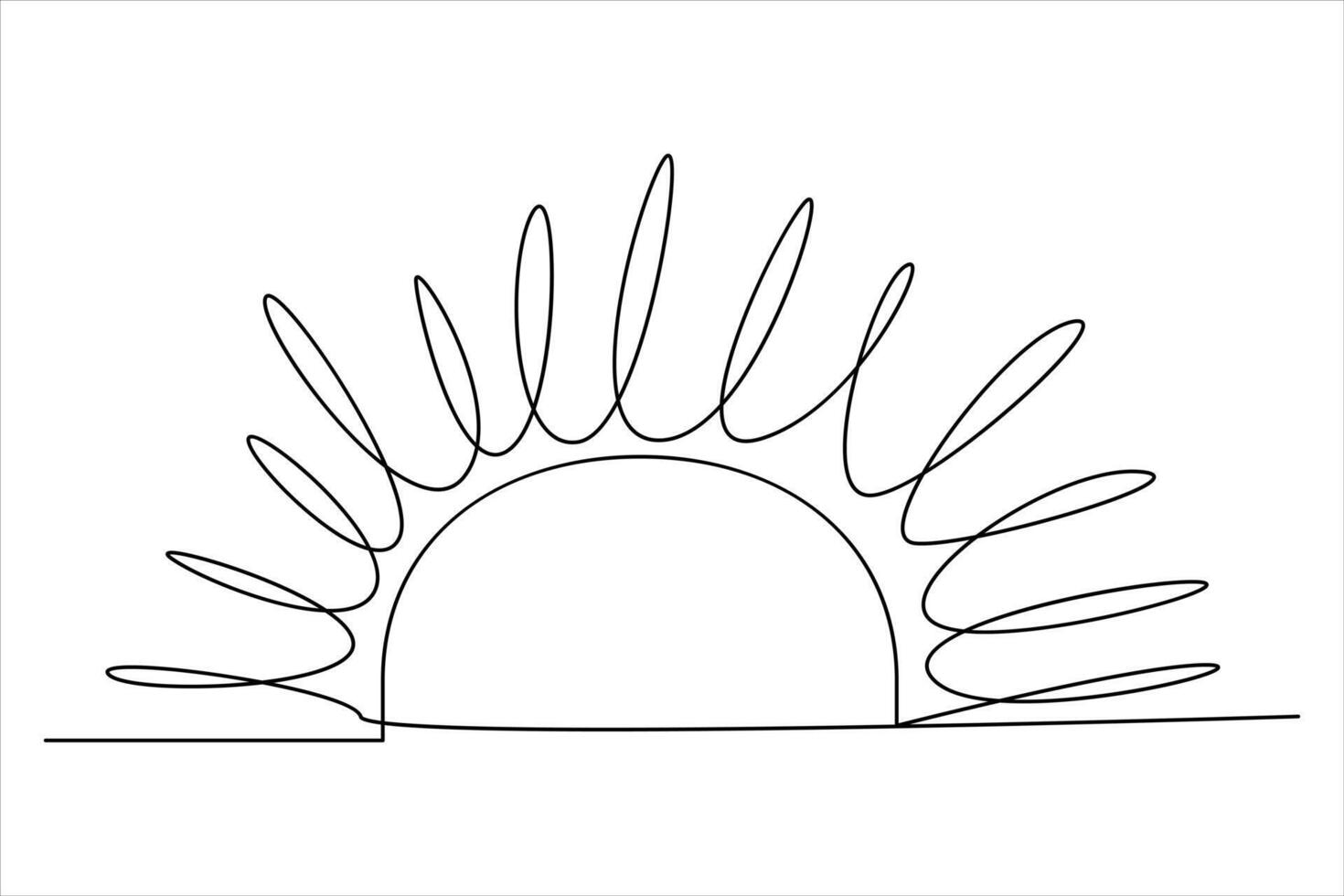 Continuous one line drawing sun art Summer sun contour line sign line art illustration vector