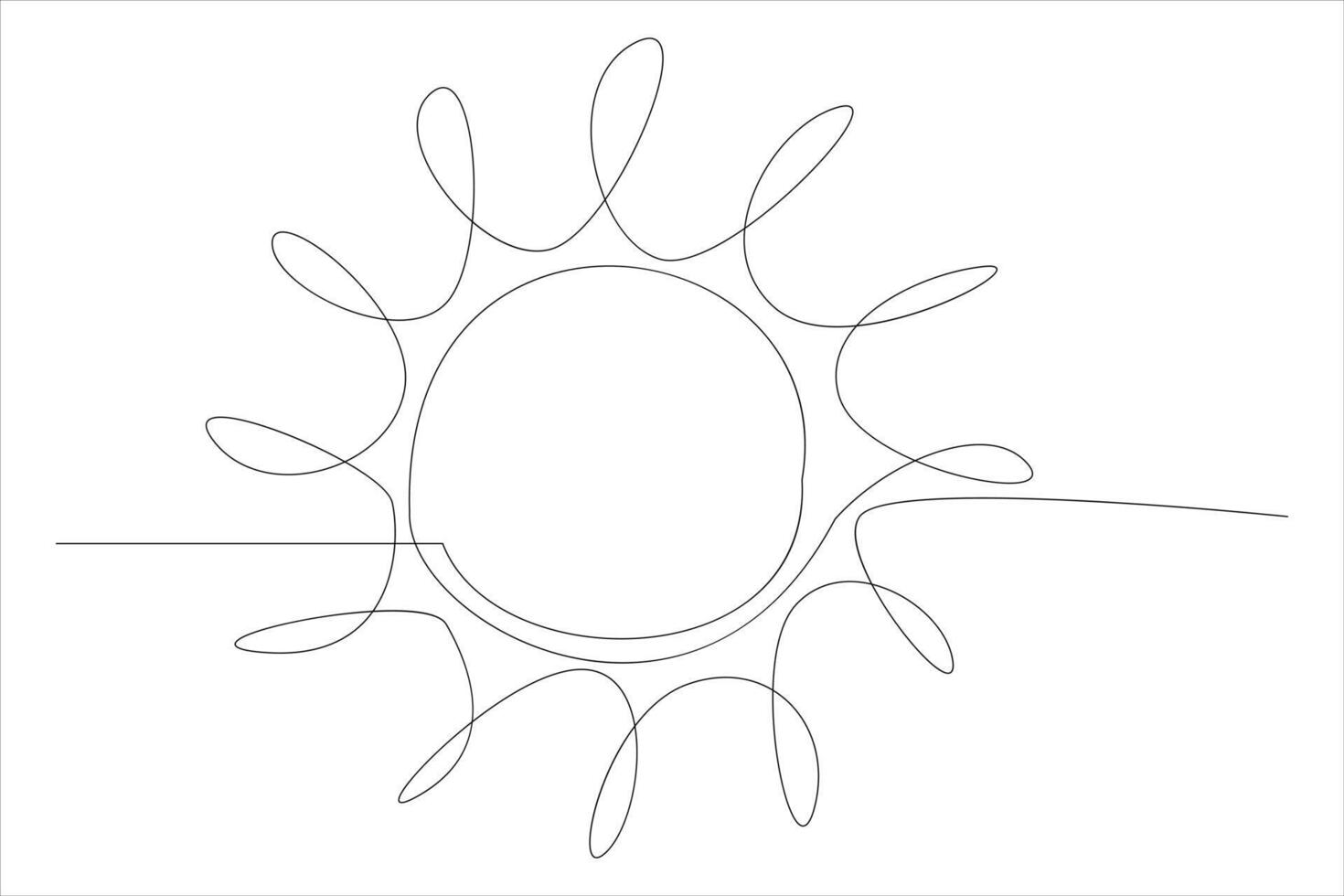 Continuous one line drawing sun art Summer sun contour line sign line art illustration vector
